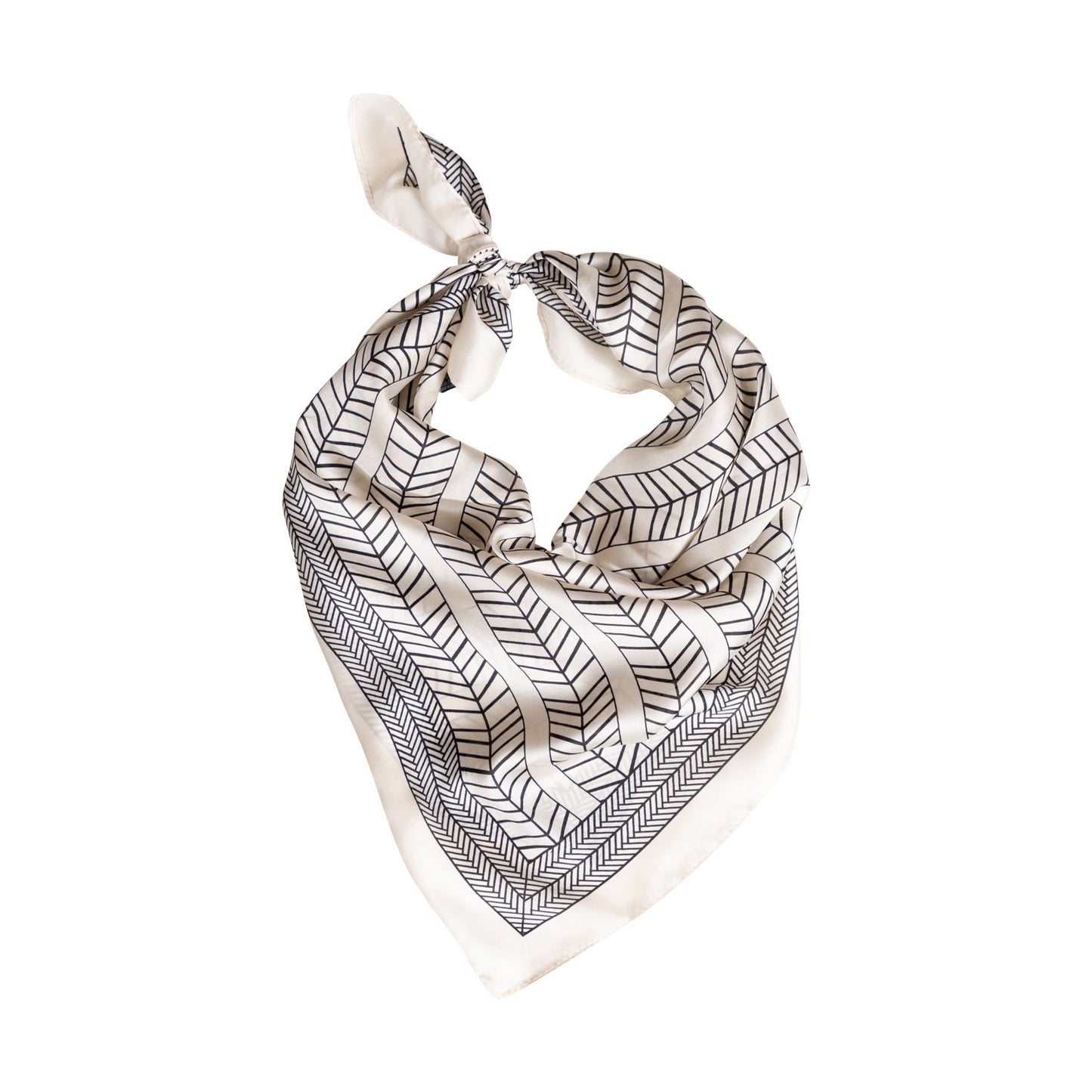Écharpe décorative en soie beige à motif chevron