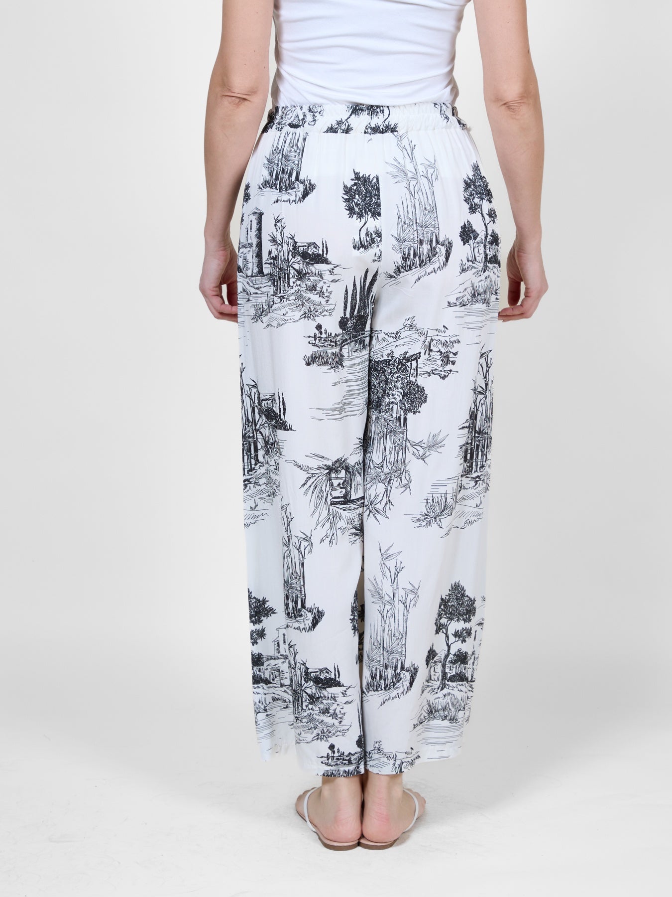 Pantalon ample à imprimé tropical midnight avec taille à nouer