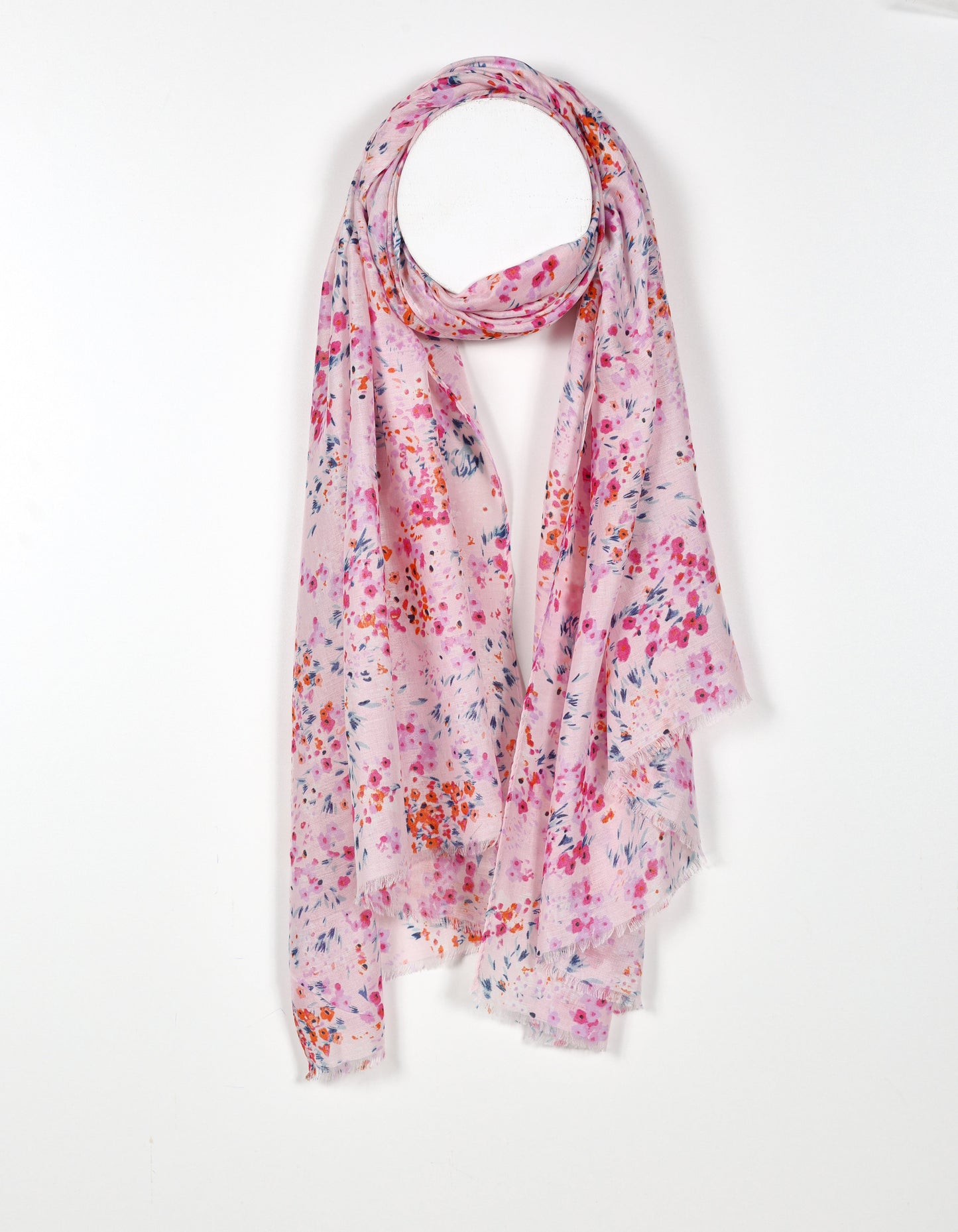 Floral Lilac Frayed Scarf