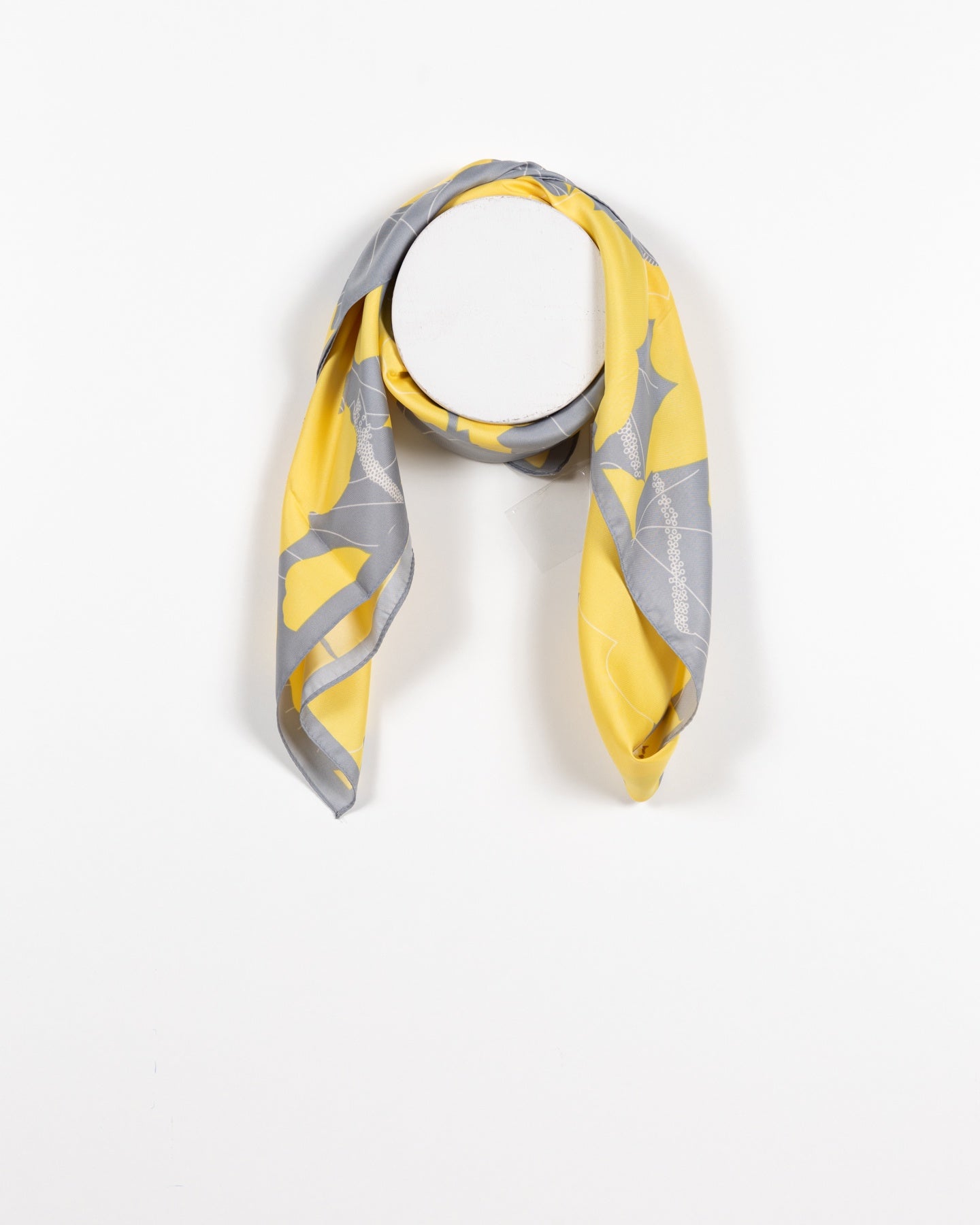 Grey and Yellow Botanical Print Decorative Scarf