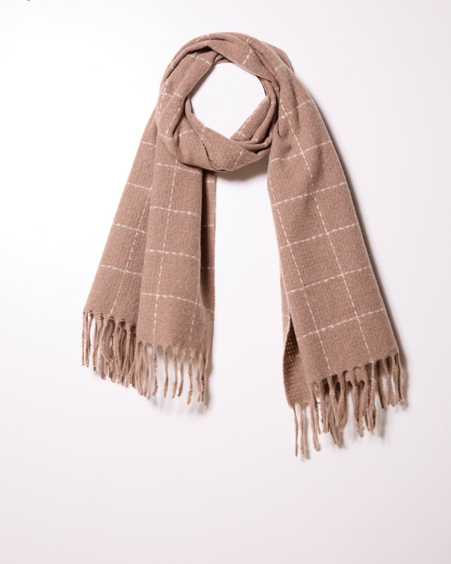 Écharpe carrée taupe à grands points