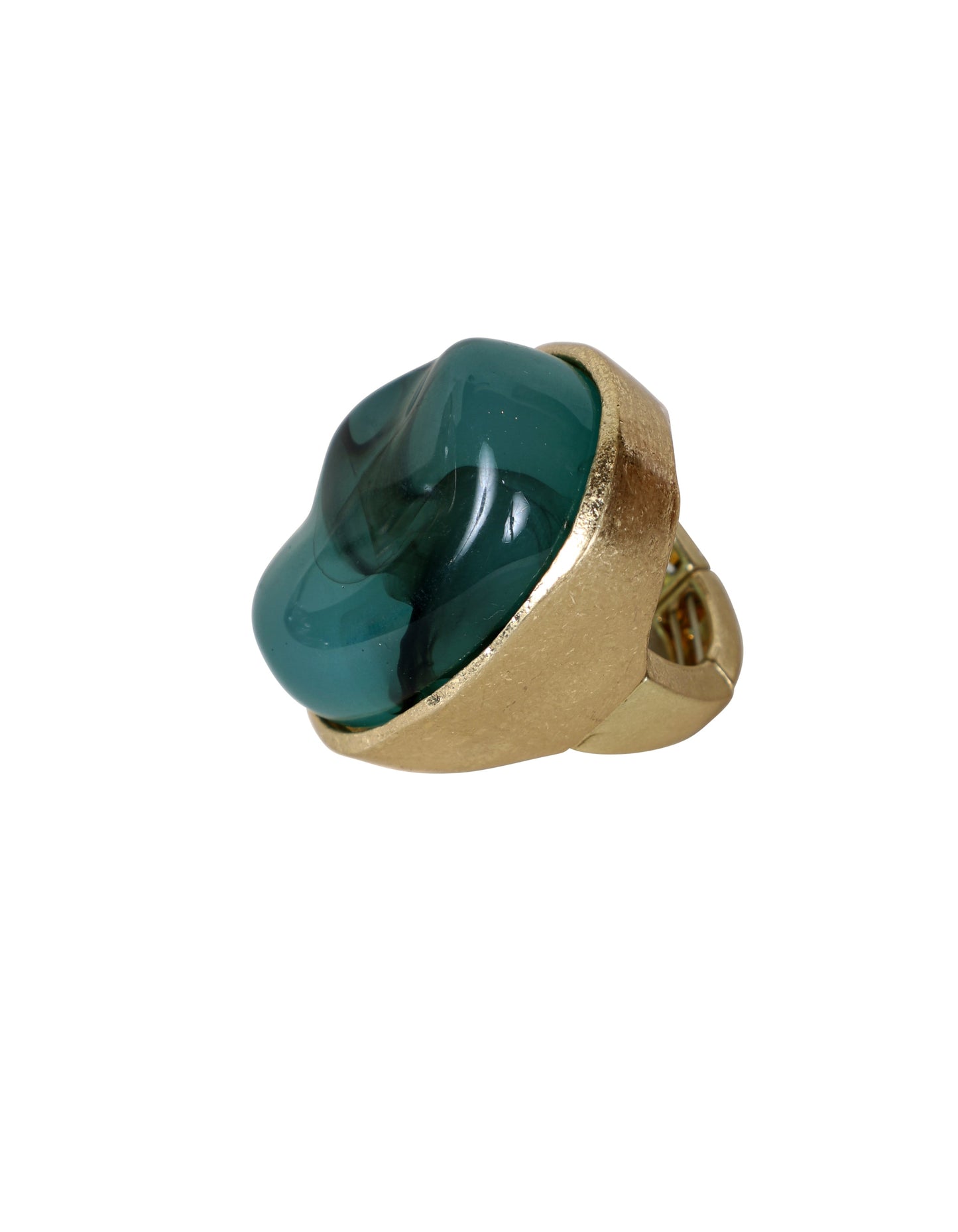 Bague audacieuse ornée d'une pierre tourbillonnante bleue et or