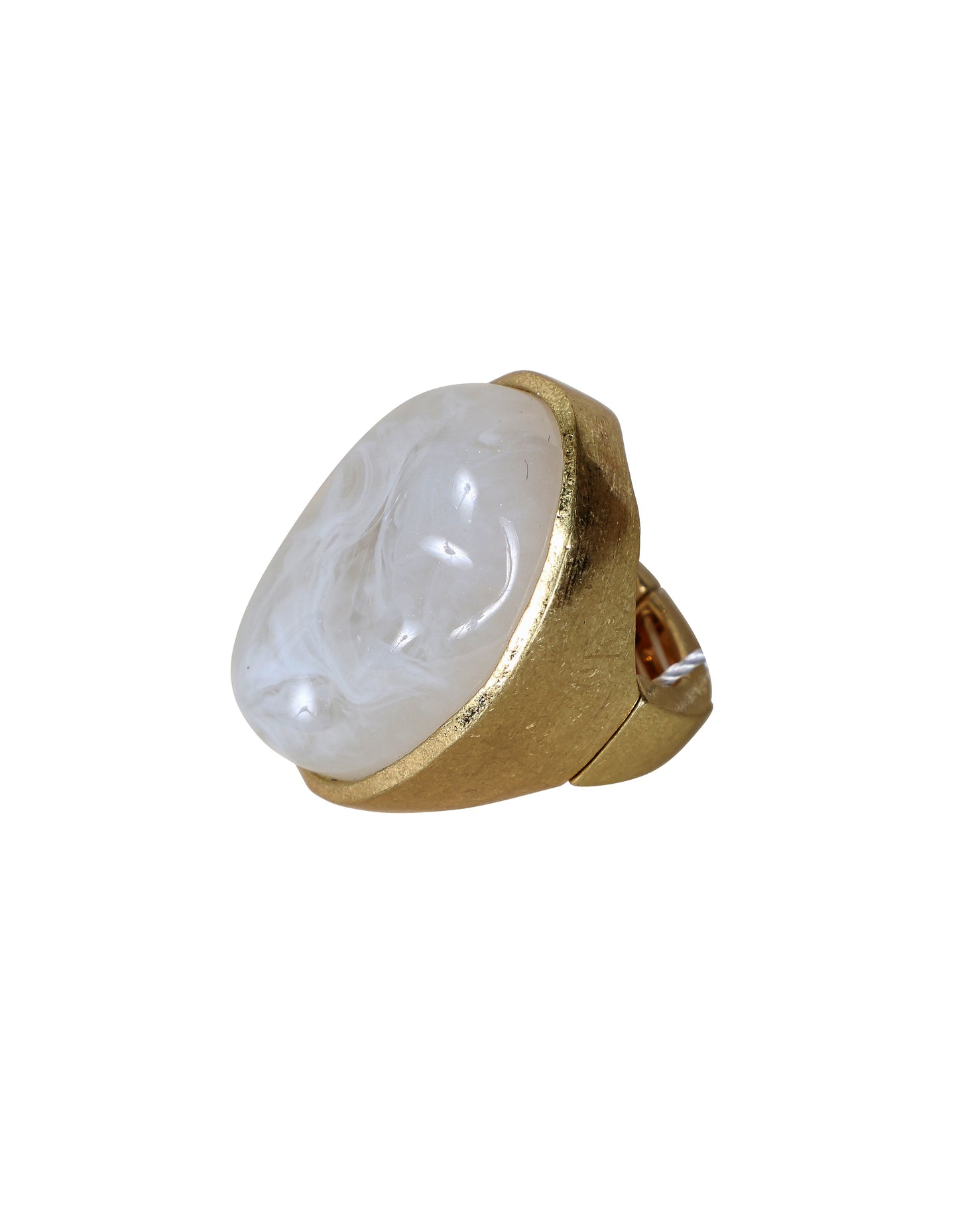 Bold Statement Ring with Swirled Stone in White & Gold