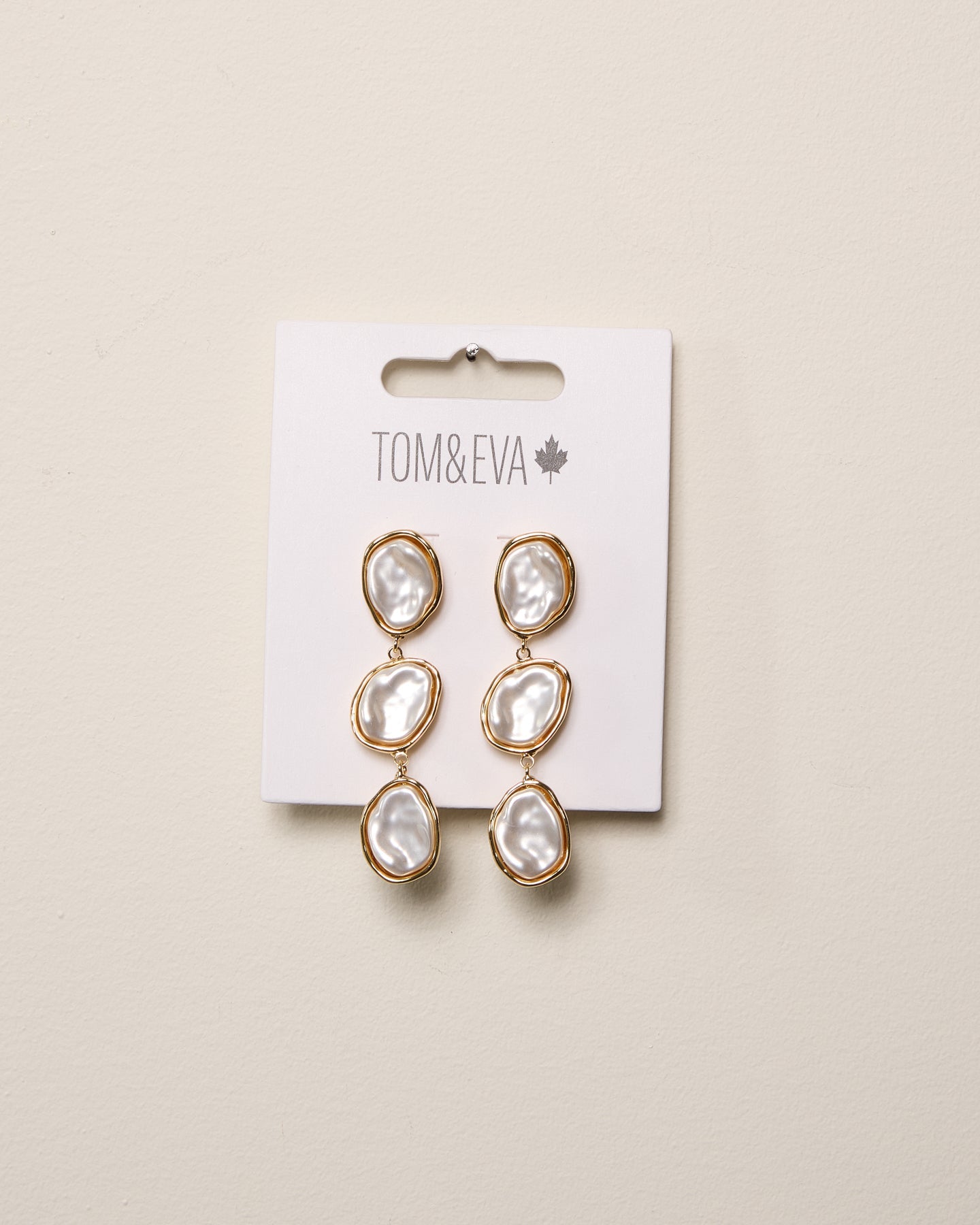 Boucles d’Oreilles Pendantes à Trois Perles Style Perle