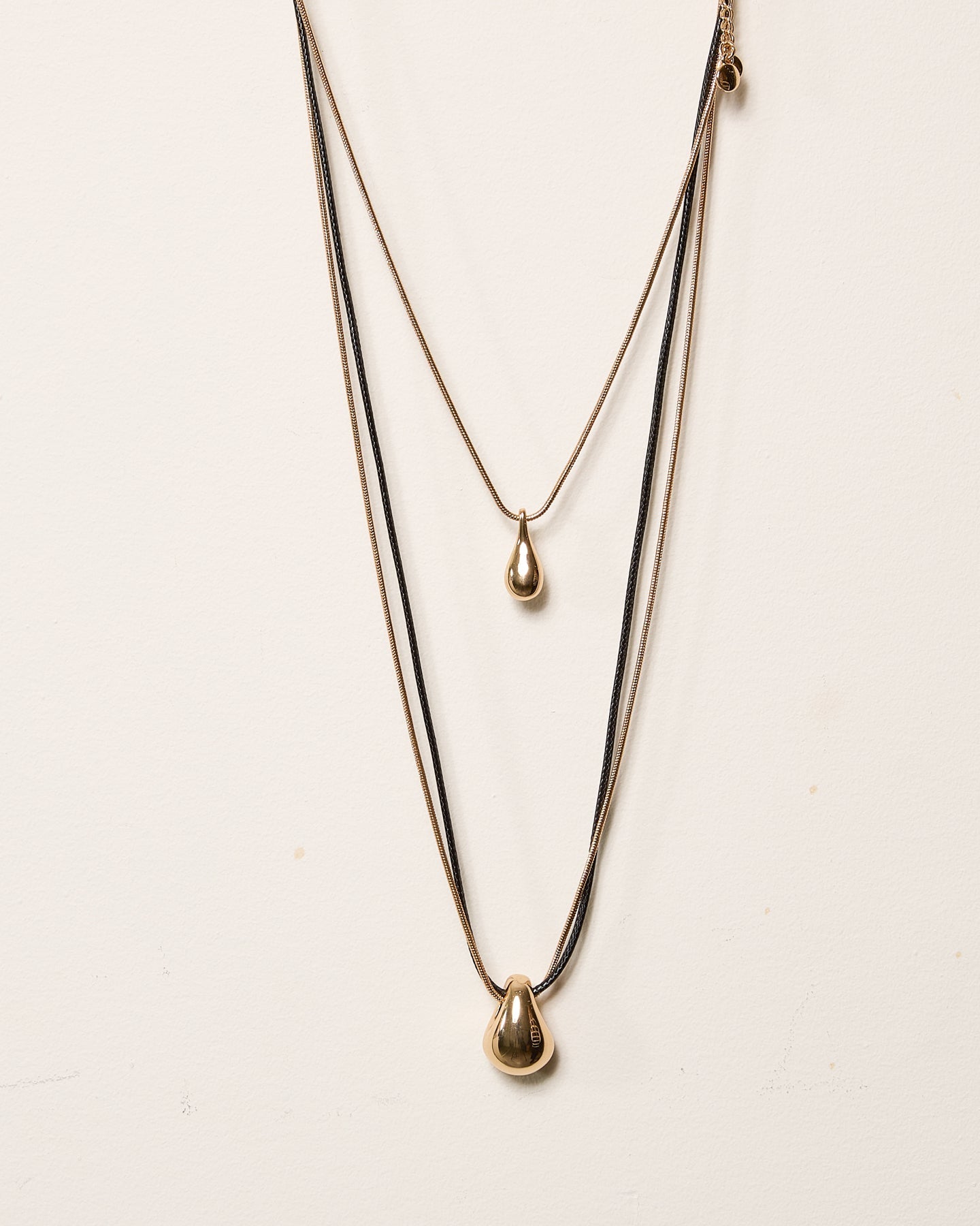 Collier pendentif double goutte doré