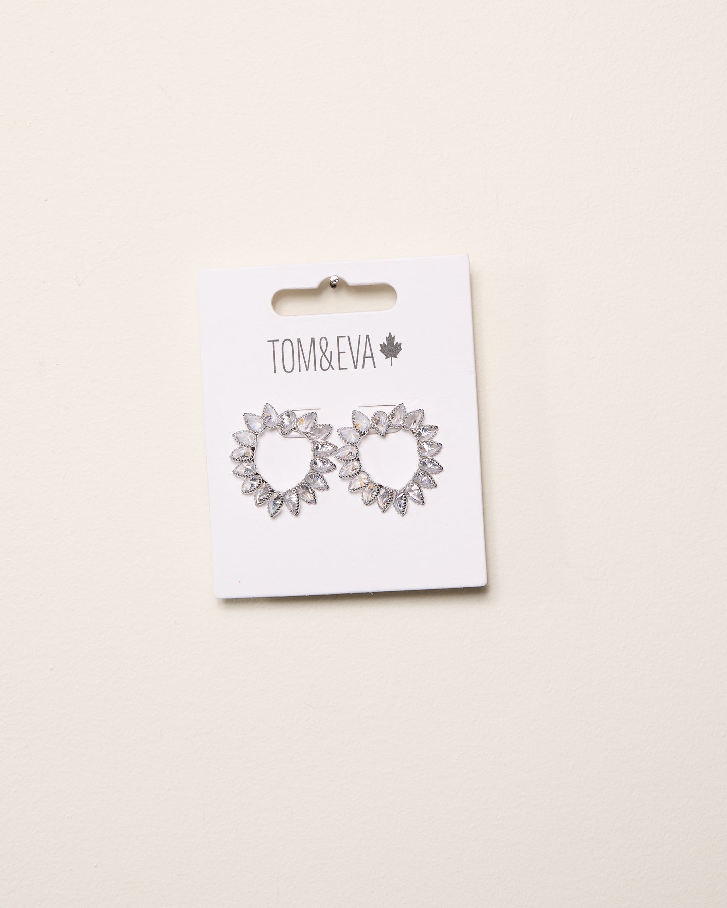Silver Heart Shaped Teardrop Rhinestone Earring