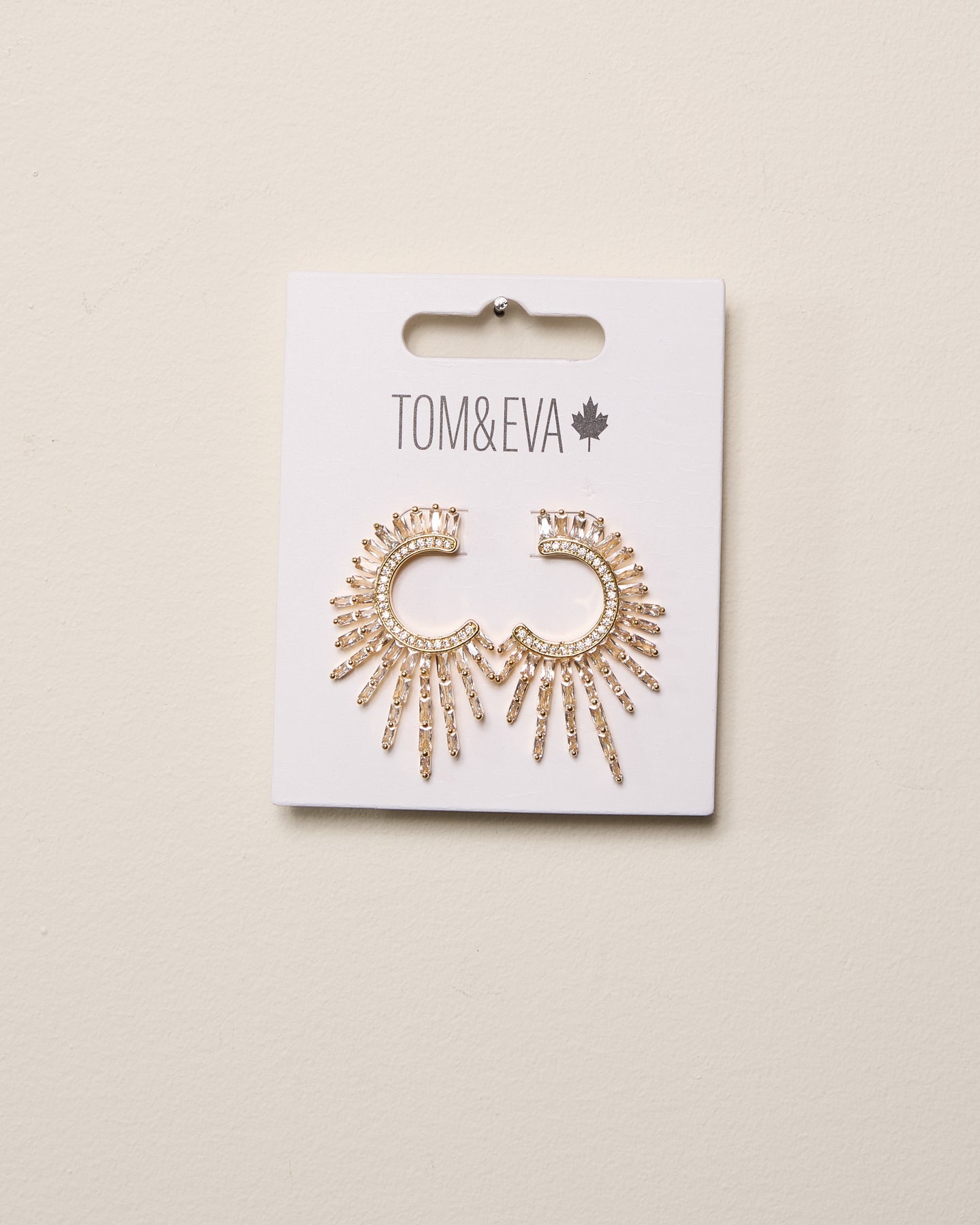 Boucles d’oreilles demi-cercle soleil avec strass dorées