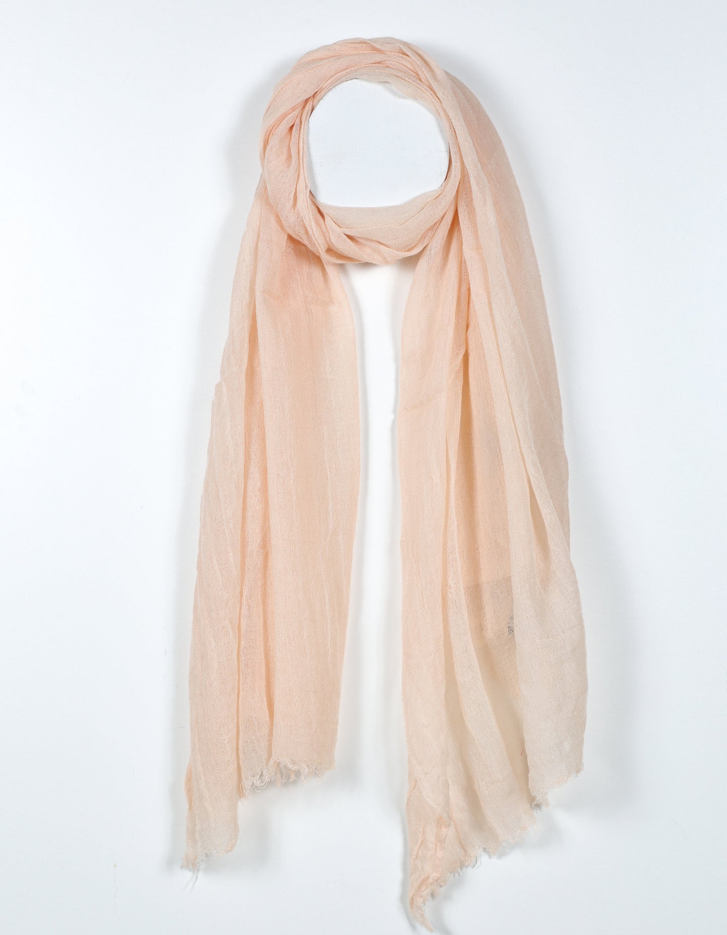 Light Pink Sheer Scarf with Frayed Edges