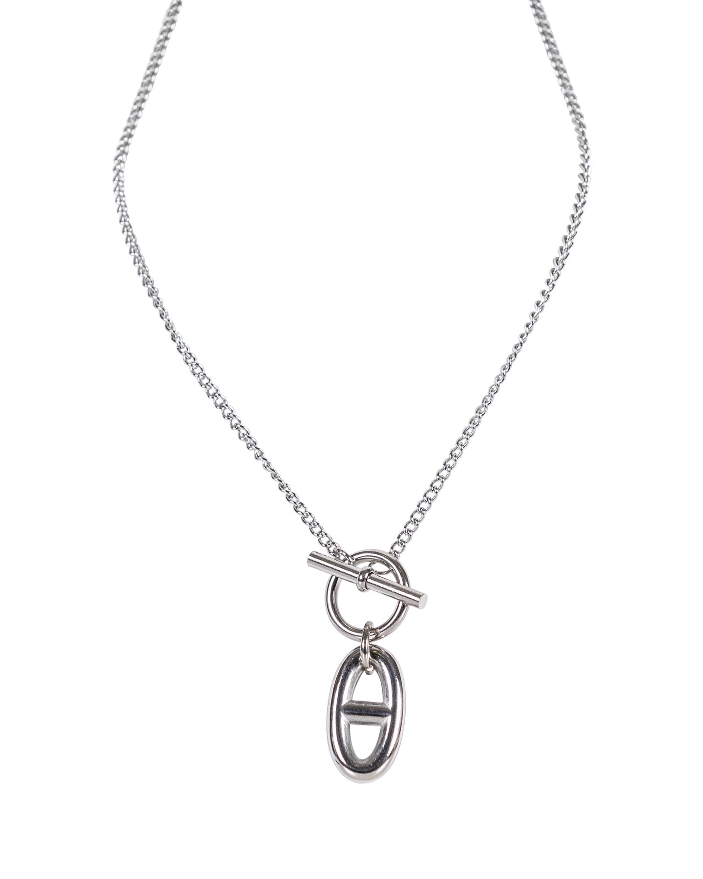 Collier pendentif à bascule argenté