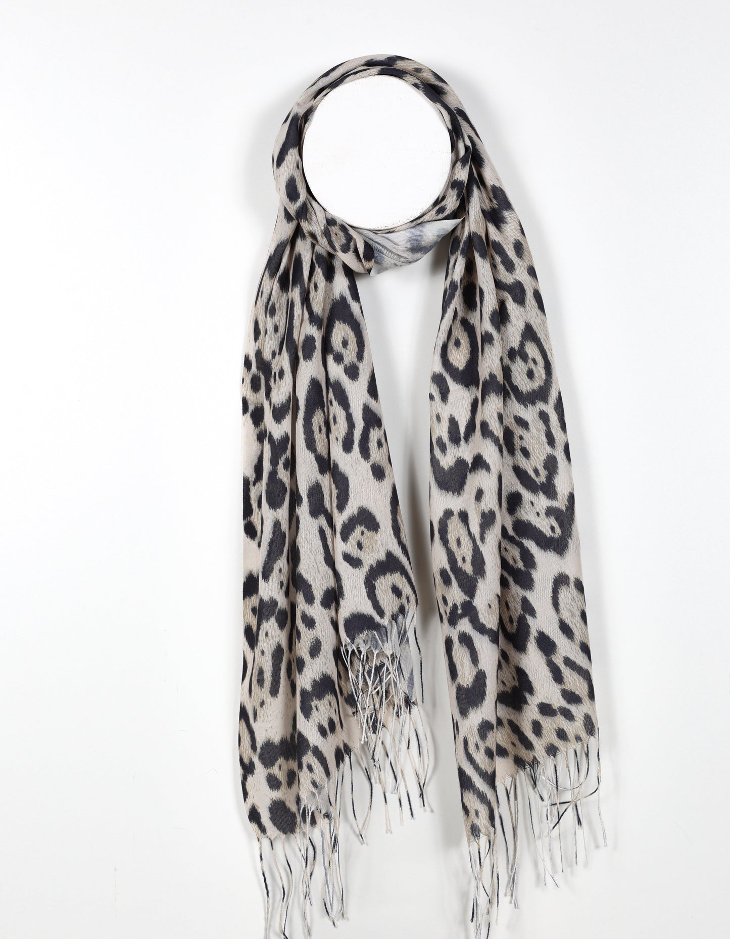 Lightweight Leopard Print Scarf in Beige