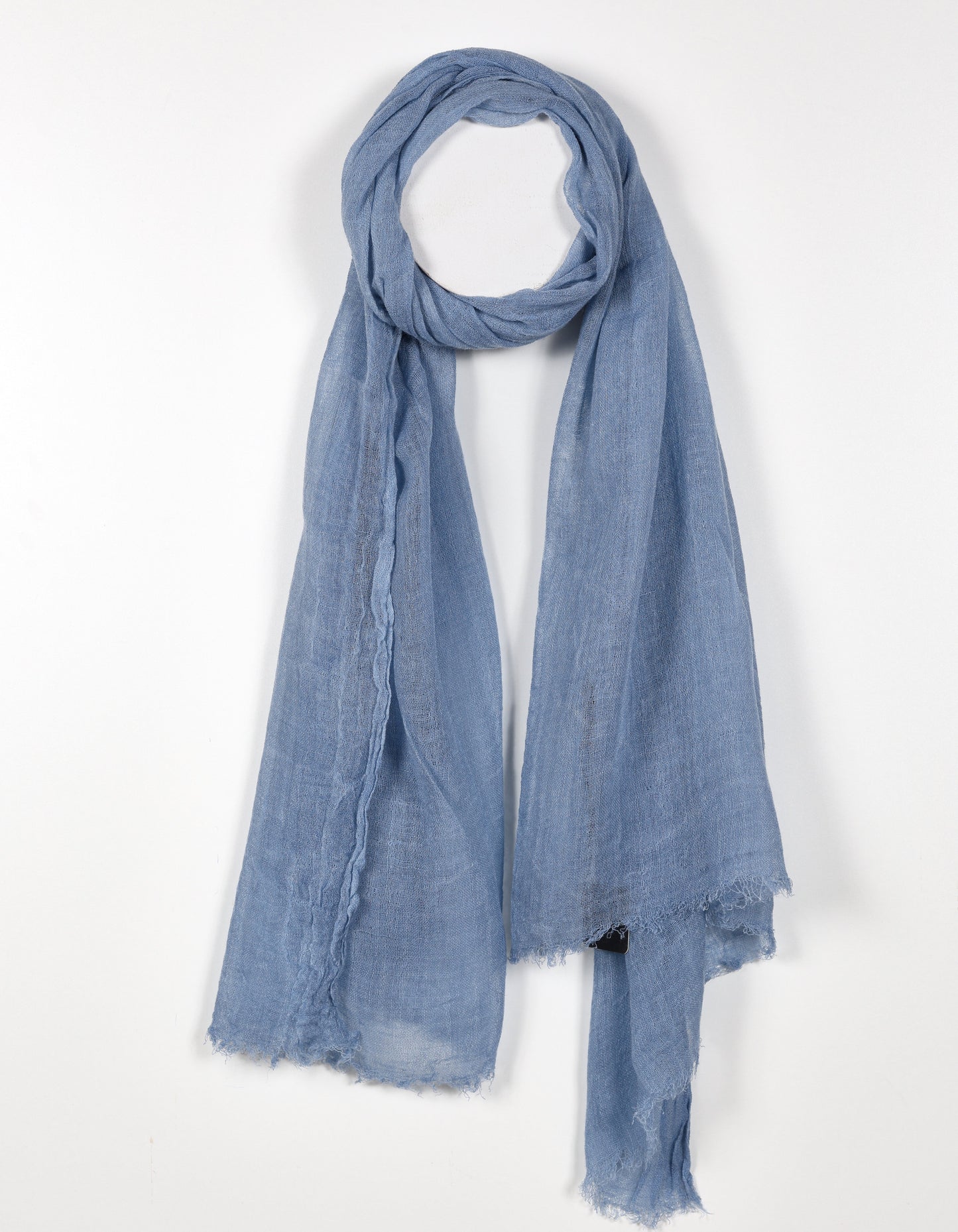 Light Blue Sheer Scarf with Frayed Edges