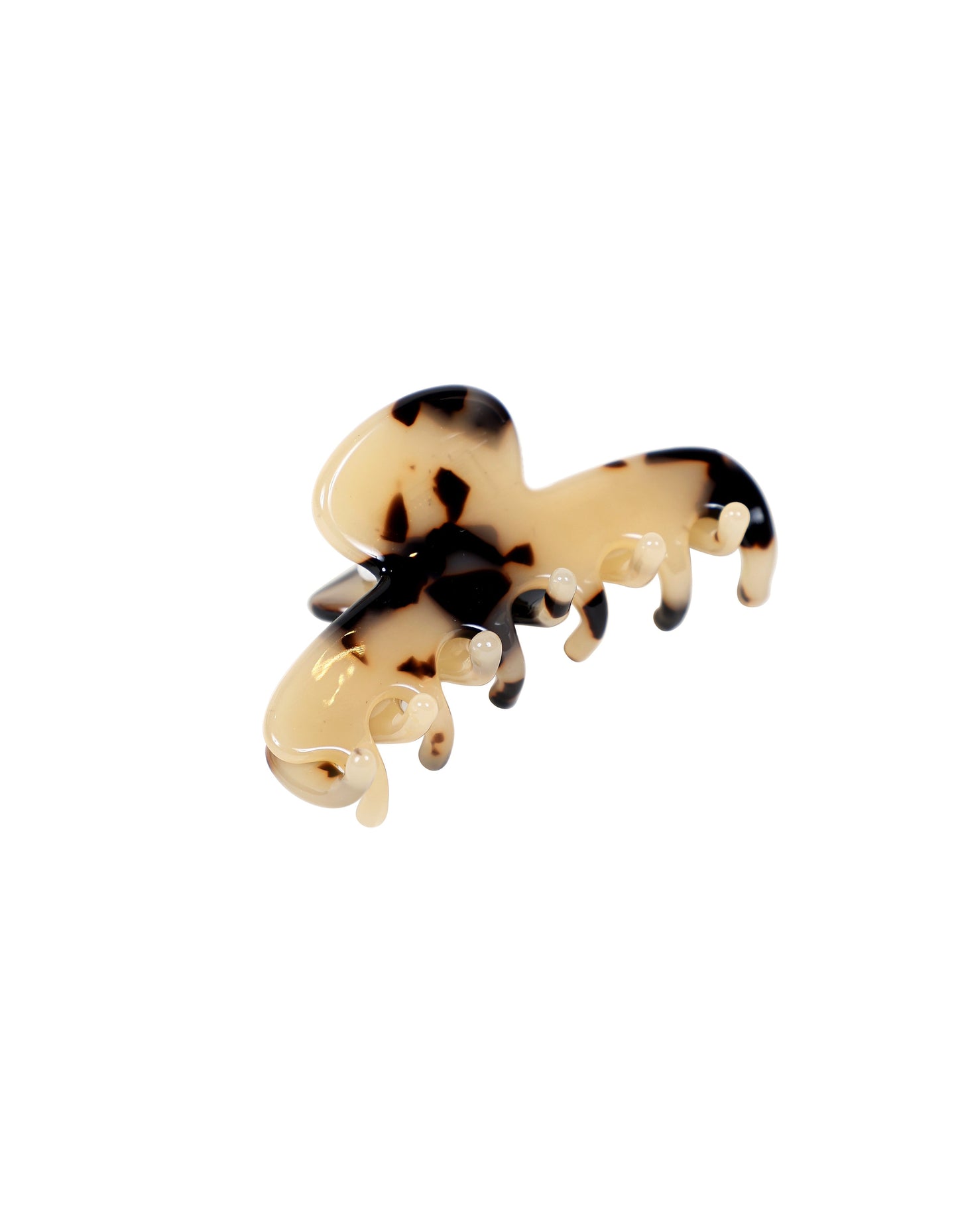 Pince à cheveux incurvée écaille de tortue 6 cm beige
