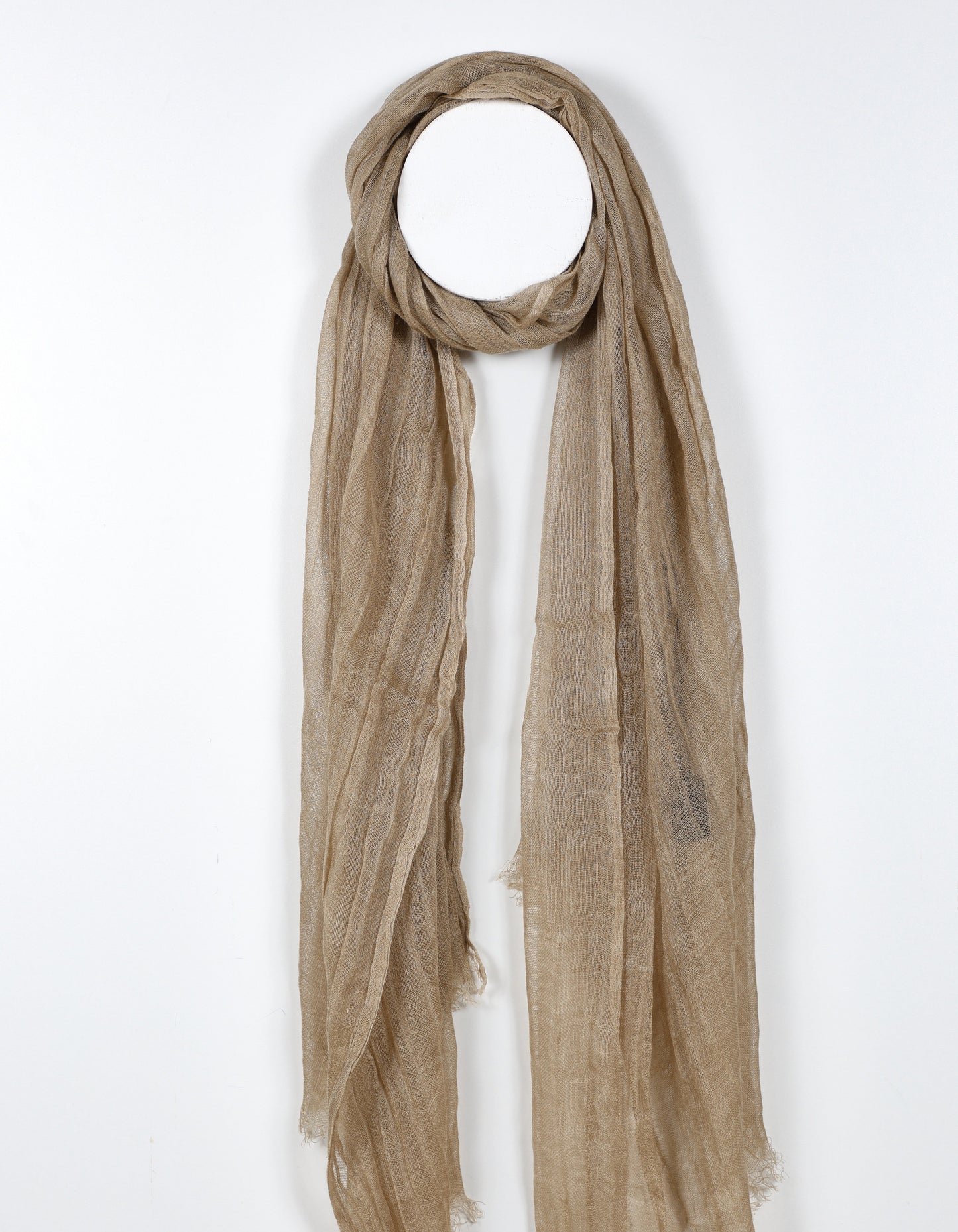 Taupe Sheer Scarf with Frayed Edges
