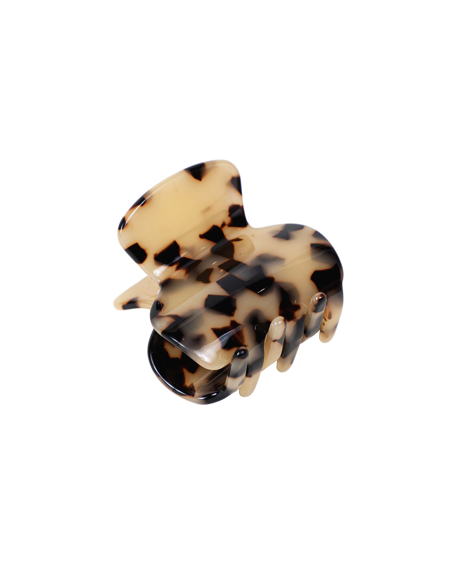 Pince à cheveux petite griffe en écaille de tortue beige (4-5 cm)