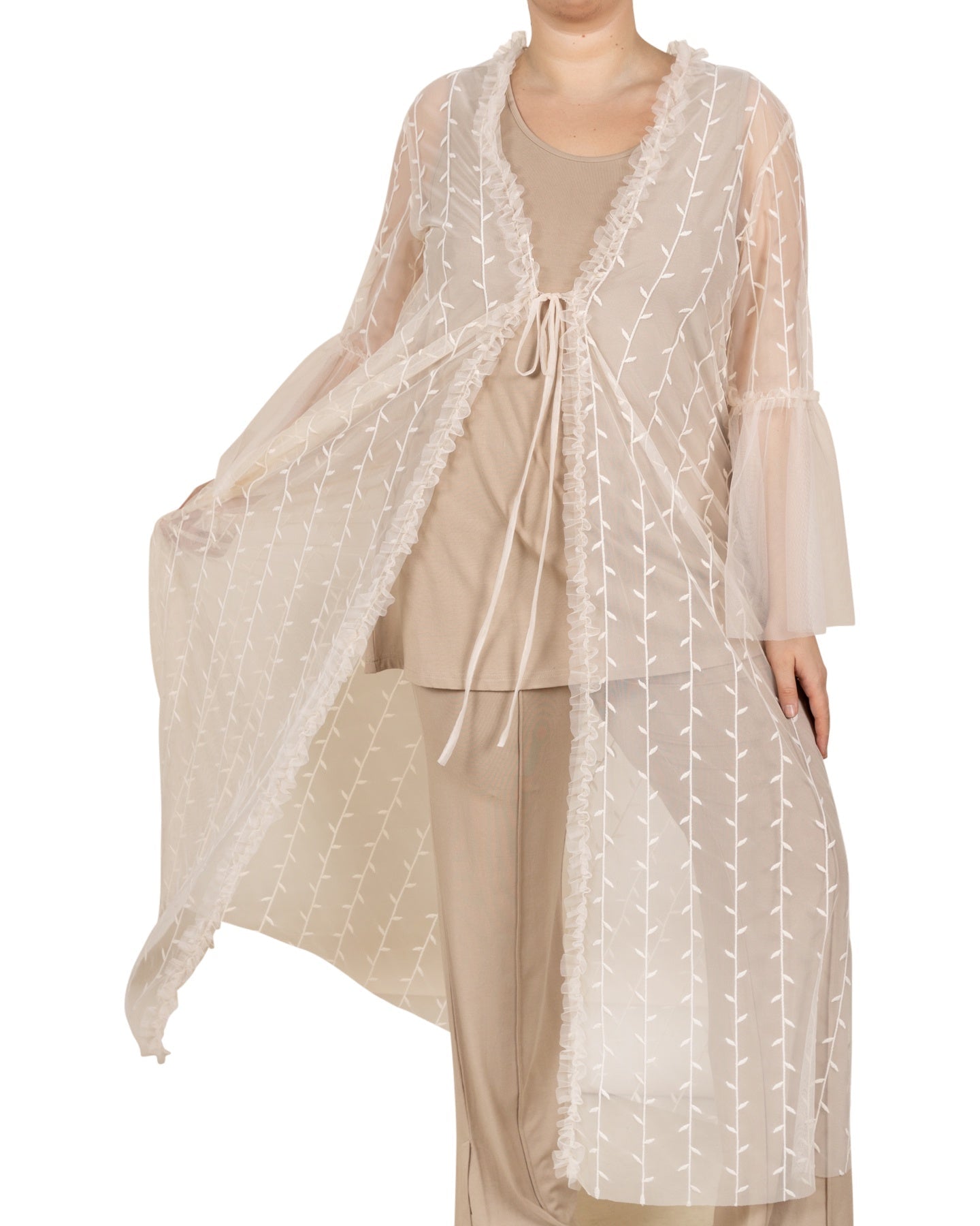 Kimono en tulle brodé, kimono de ...