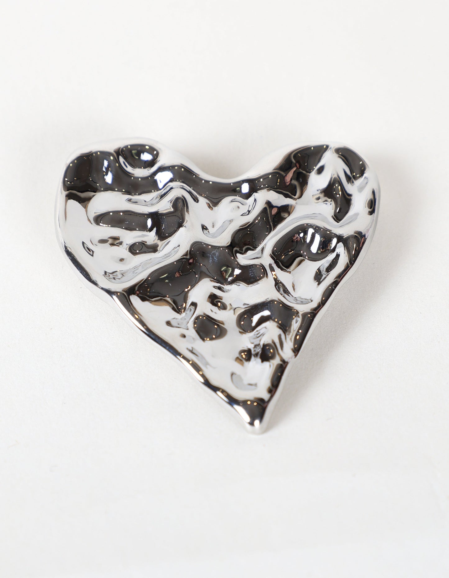 Broche cœur texturée en argent