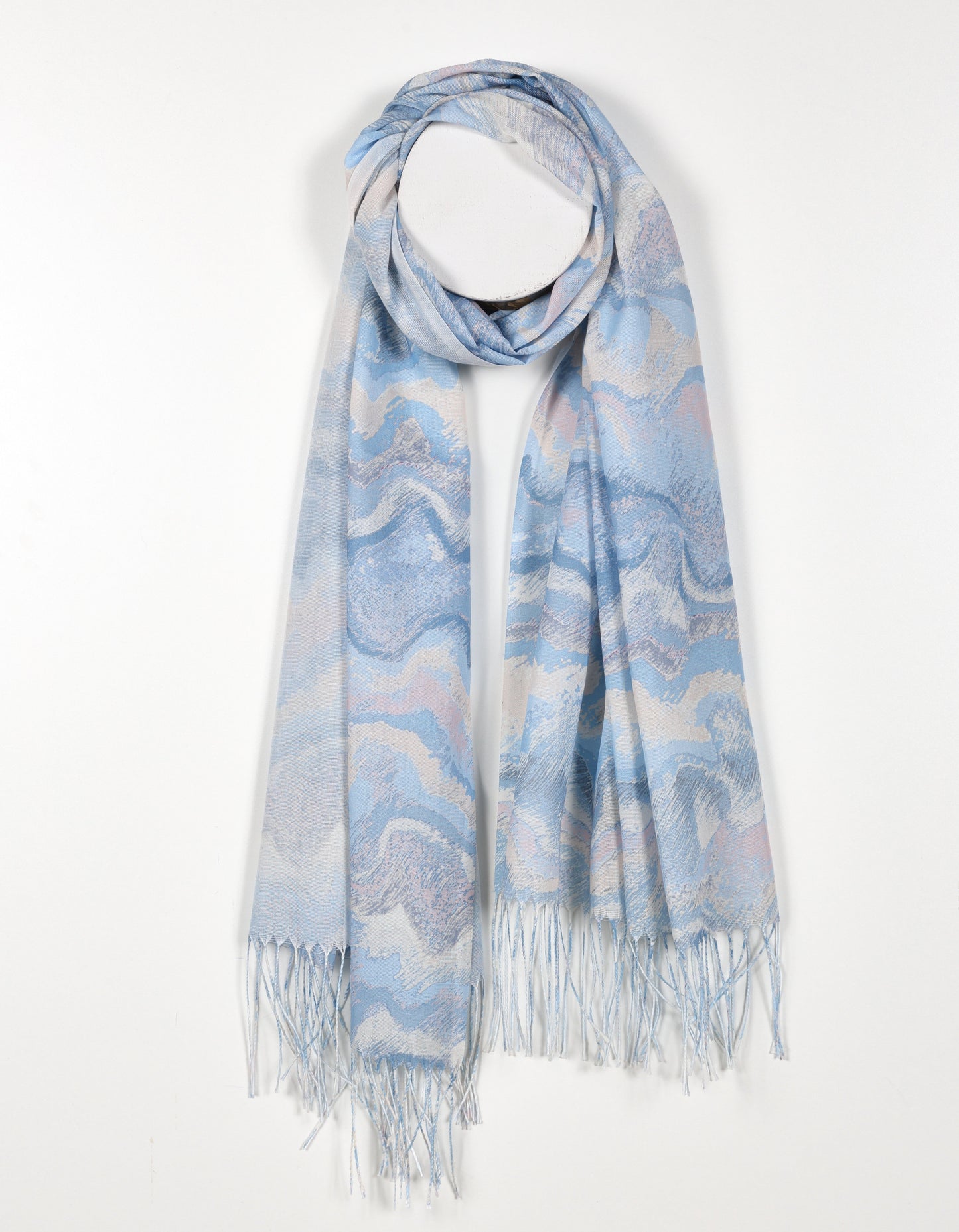 Blue Pastel Swirl Print Scarf