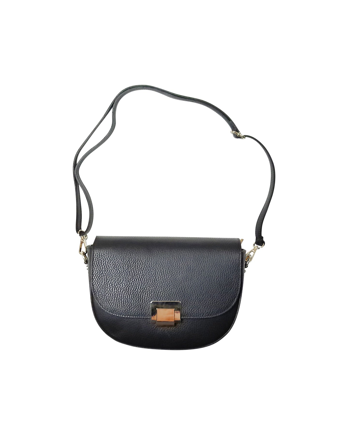 Sac bandoulière en cuir grainé noir