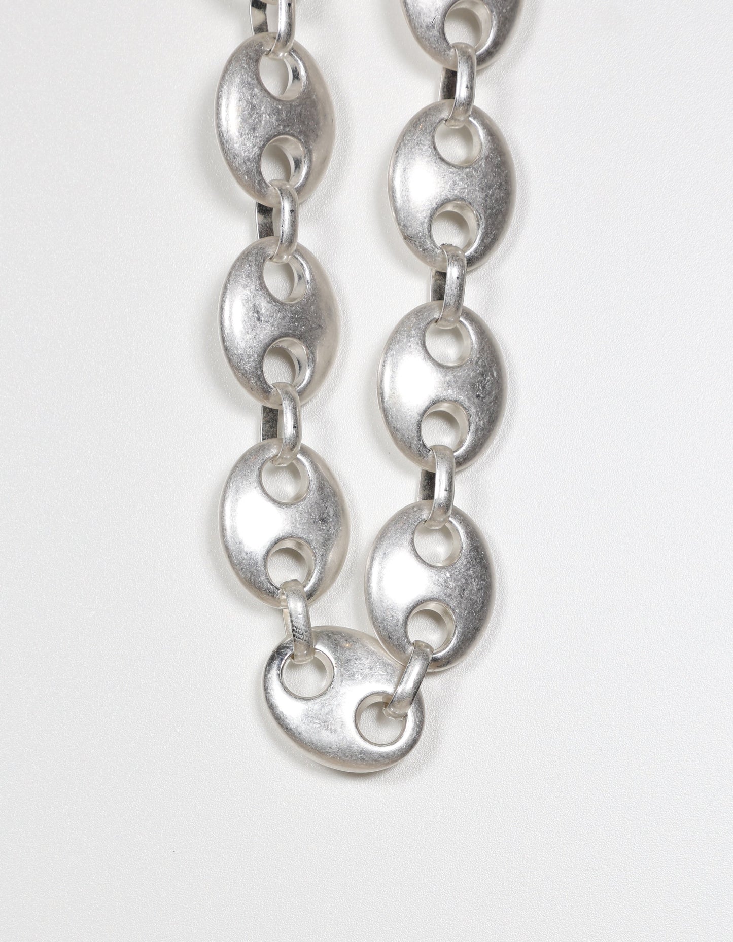 Collier à maillons marins avec ancre argentée bombée