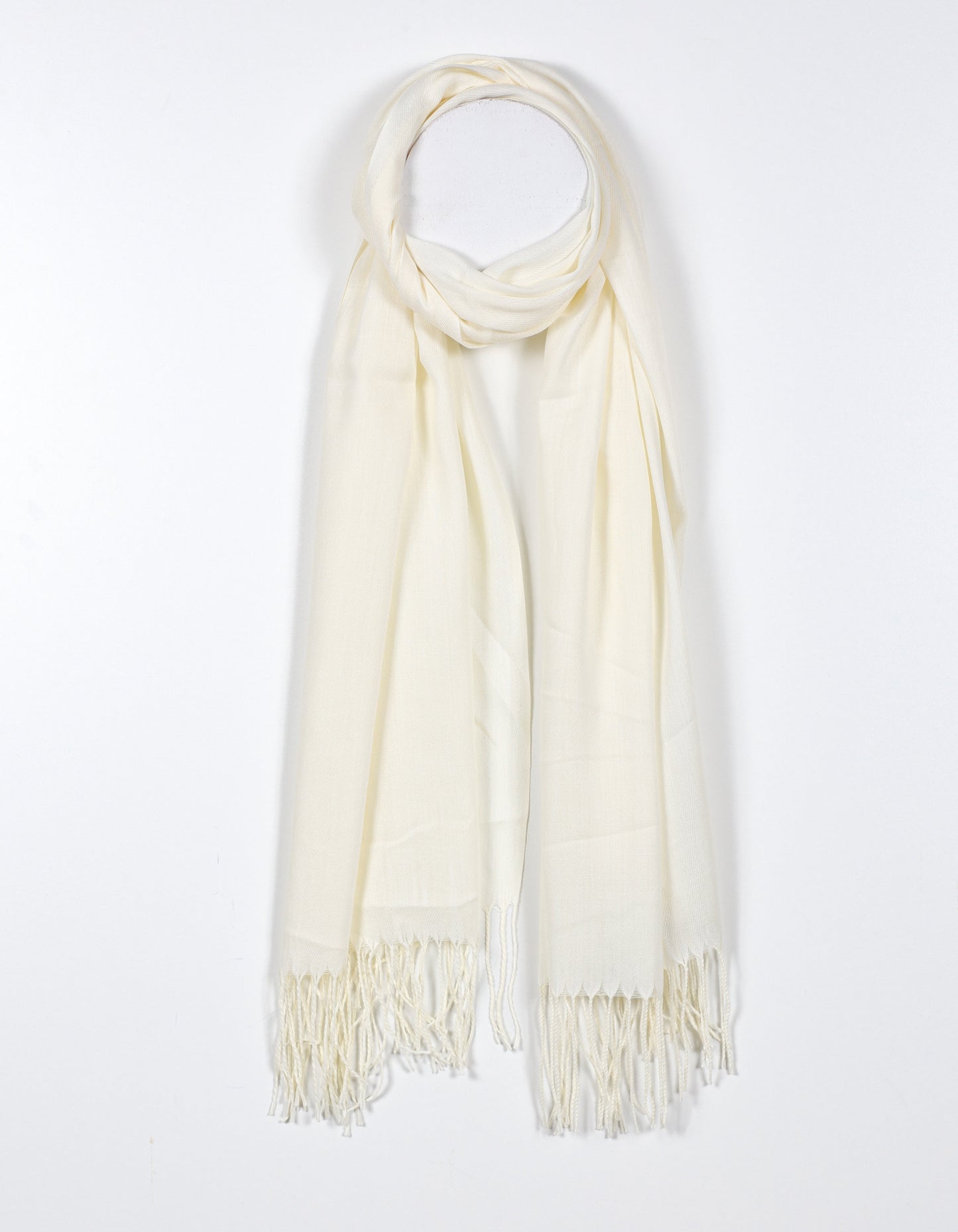 Lightweight Ivory Fringe Scarf