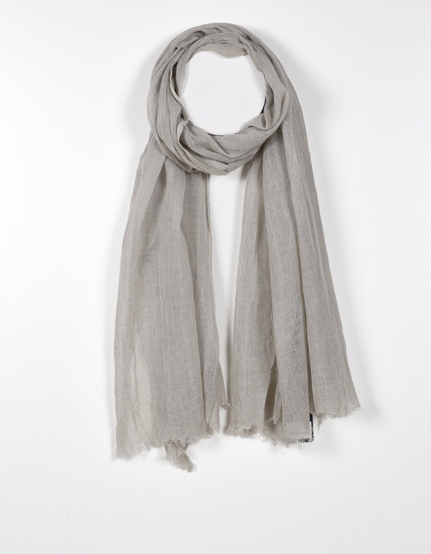 Light Grey Sheer Scarf with Frayed Edges