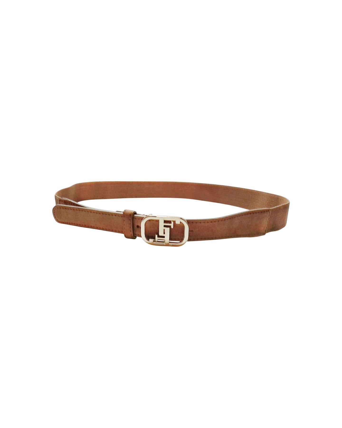 Ceinture géométrique en daim marron