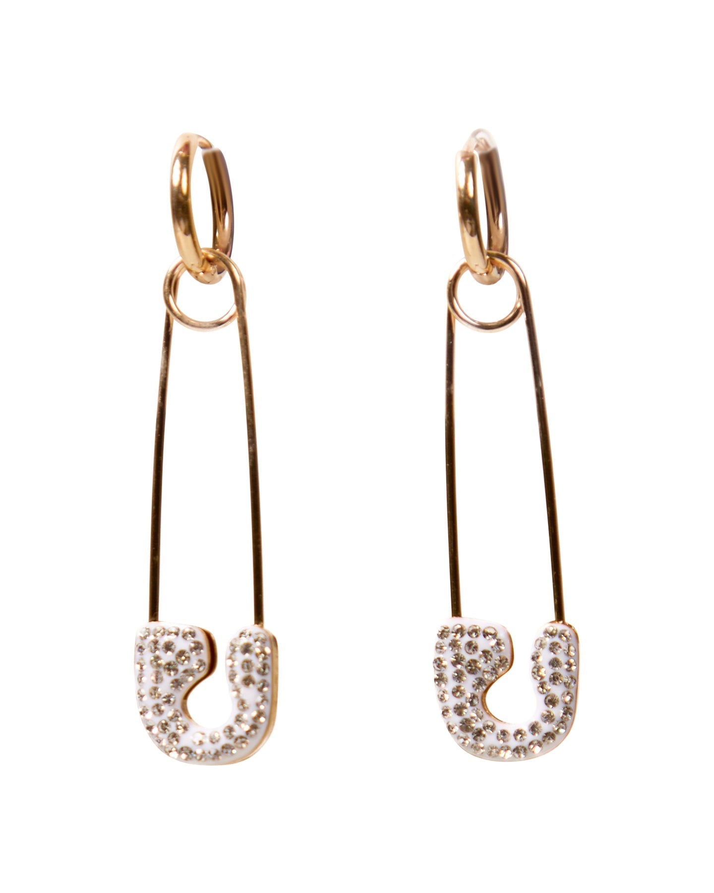 Boucles d'oreilles épingles de sûreté ornées de cristaux