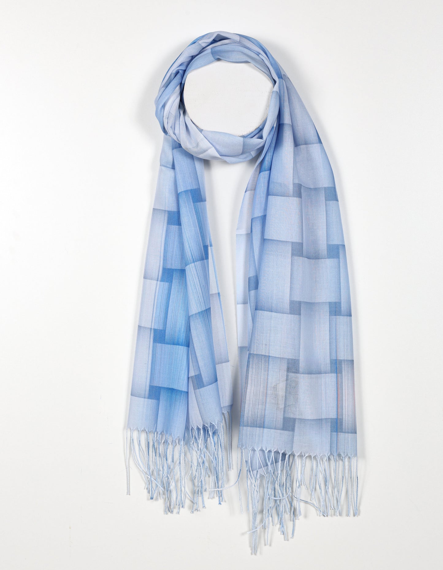 Écharpe à motif tressé bleu pastel