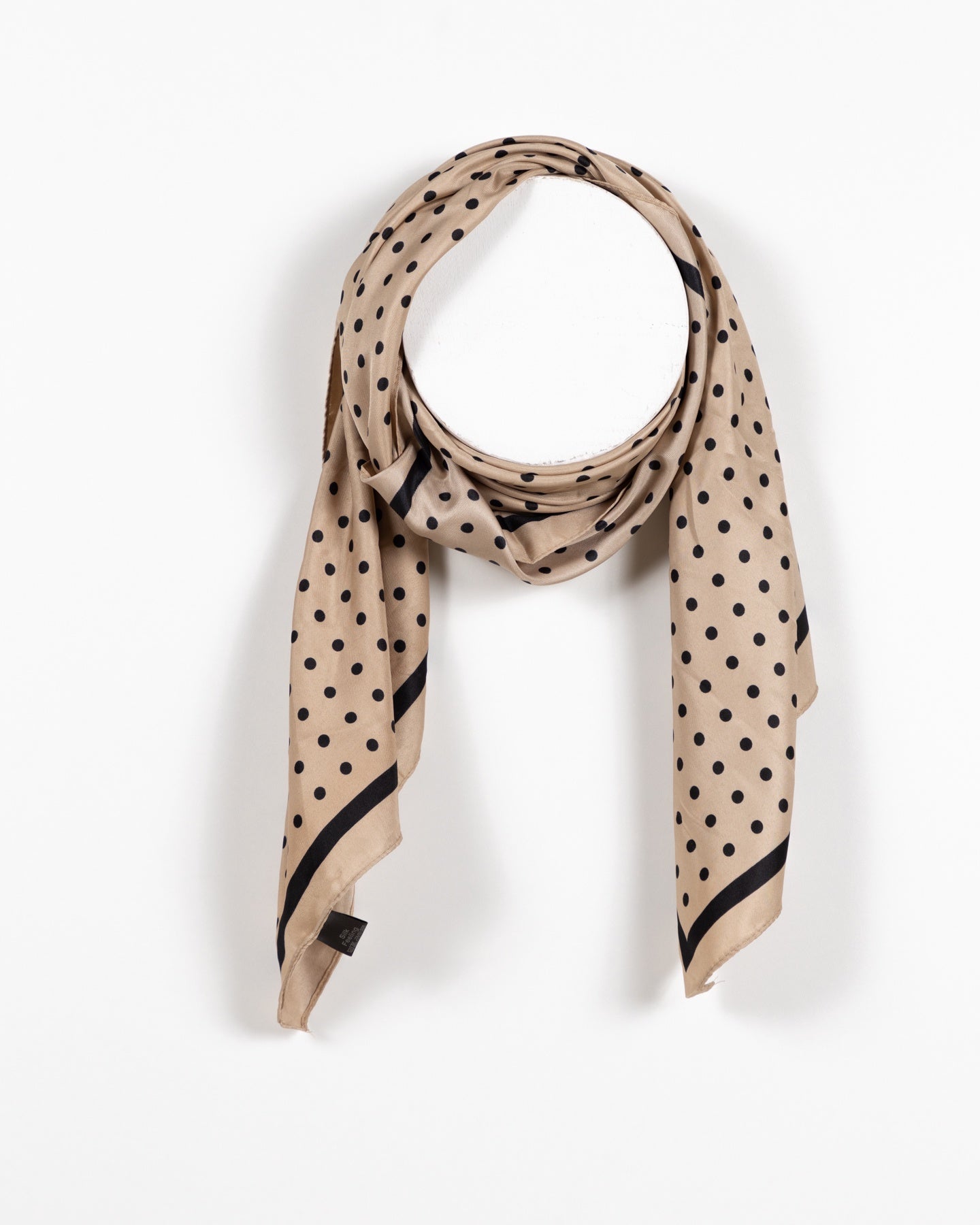 Taupe Polka Dot Decorative Silk Scarf