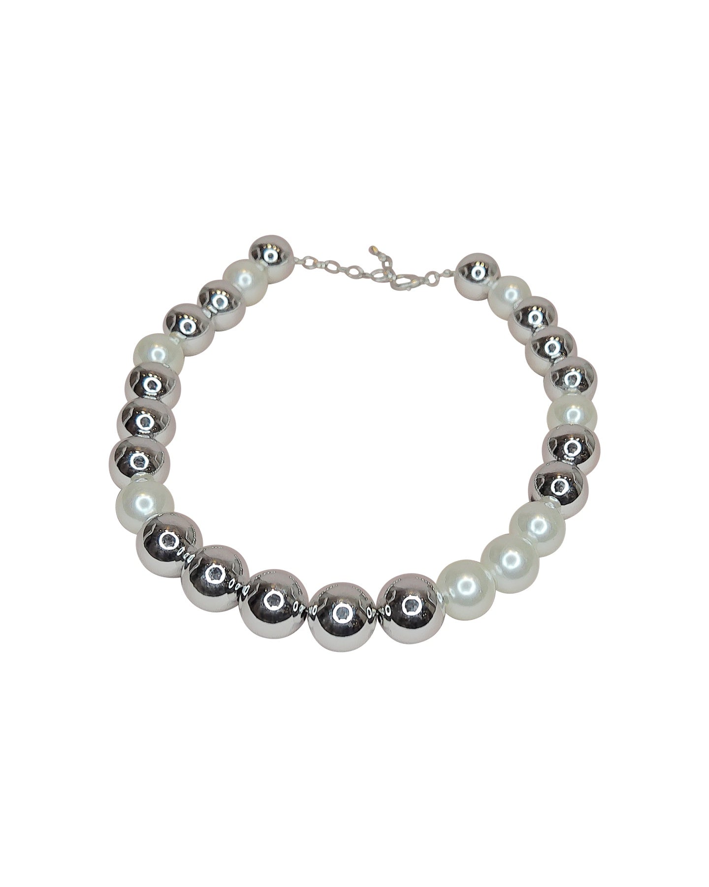 Silver and Pearl Beaded Necklace