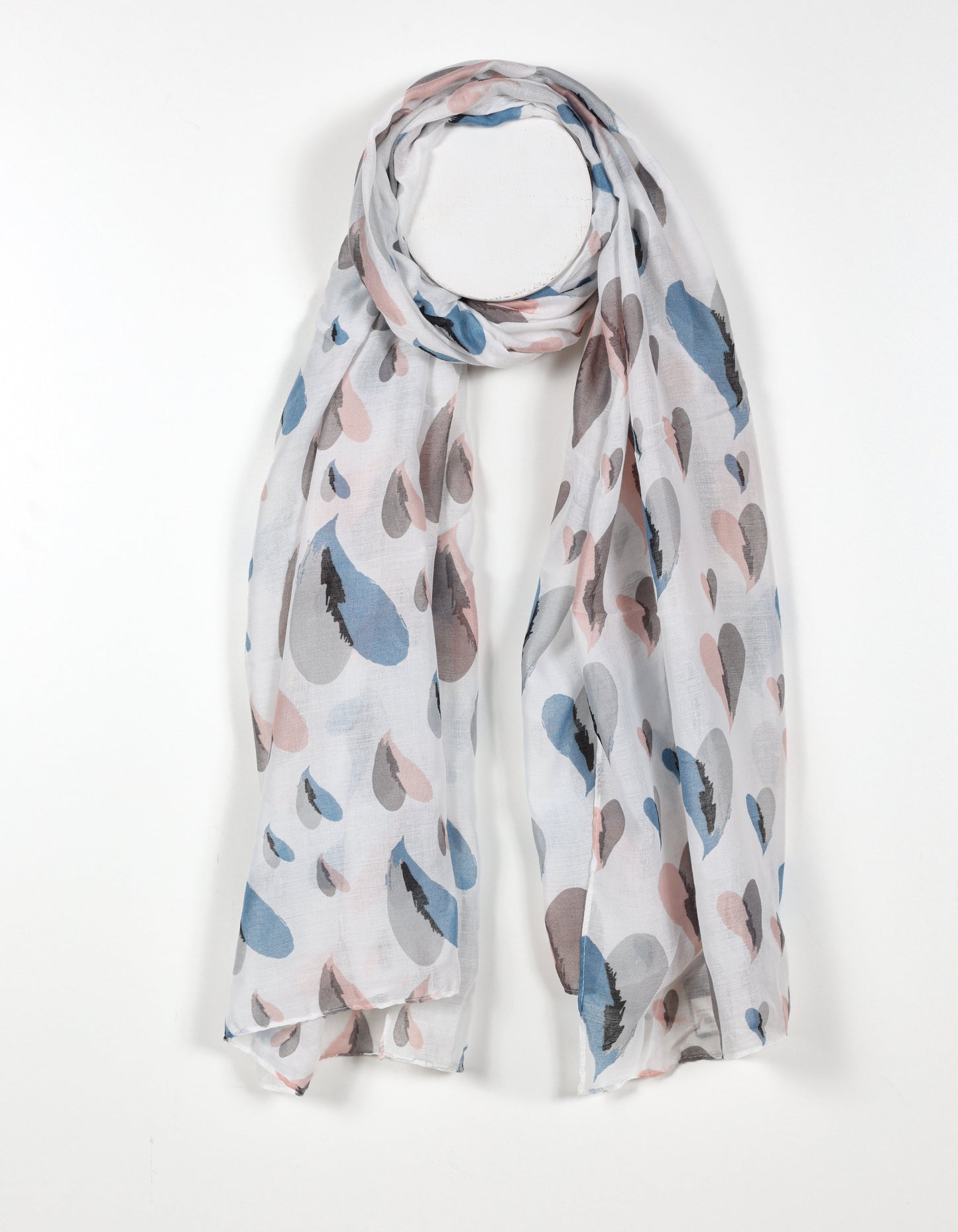 White - Lightweight Heart Pattern Scarf