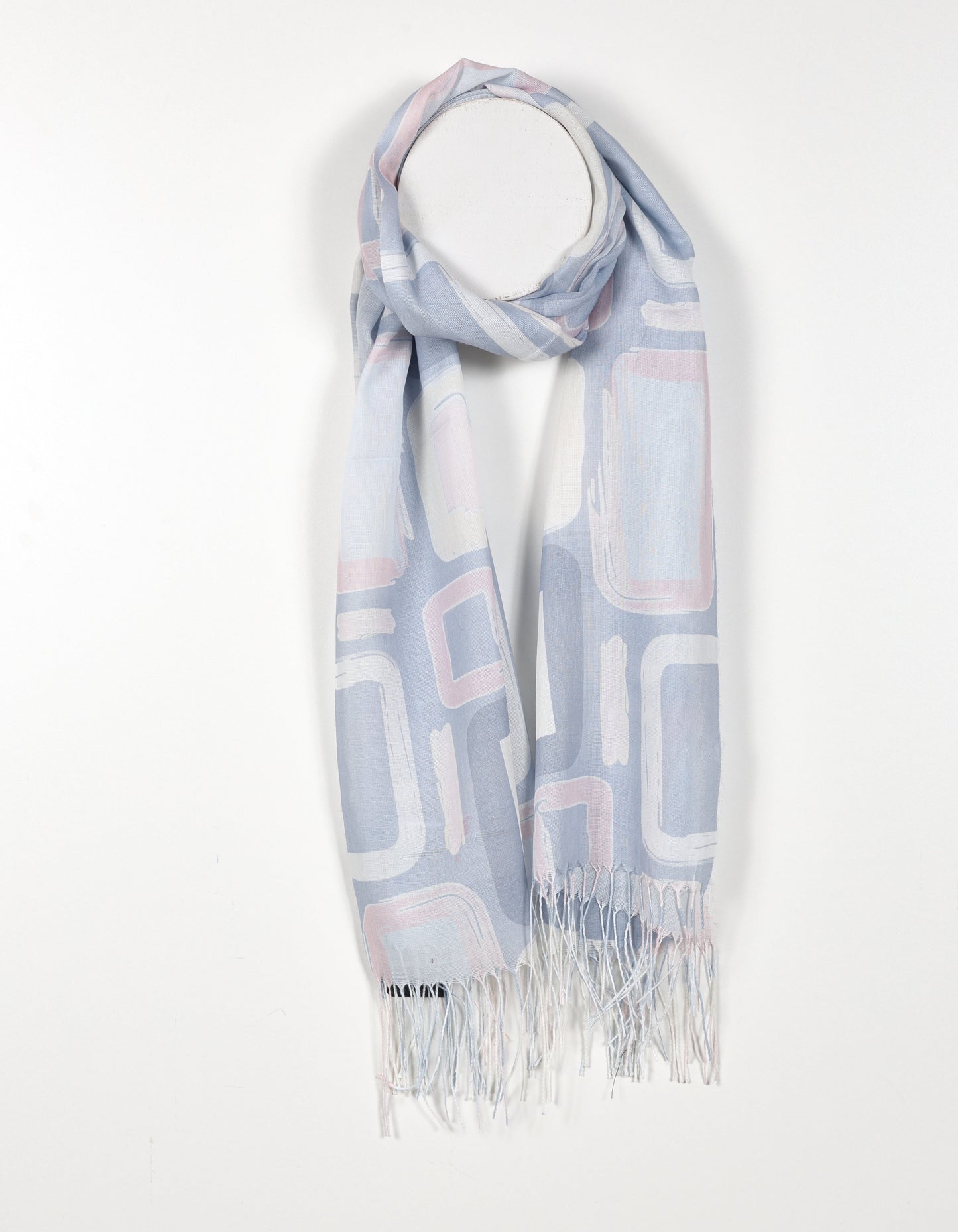 Abstract Painted Squares Scarf in Grey