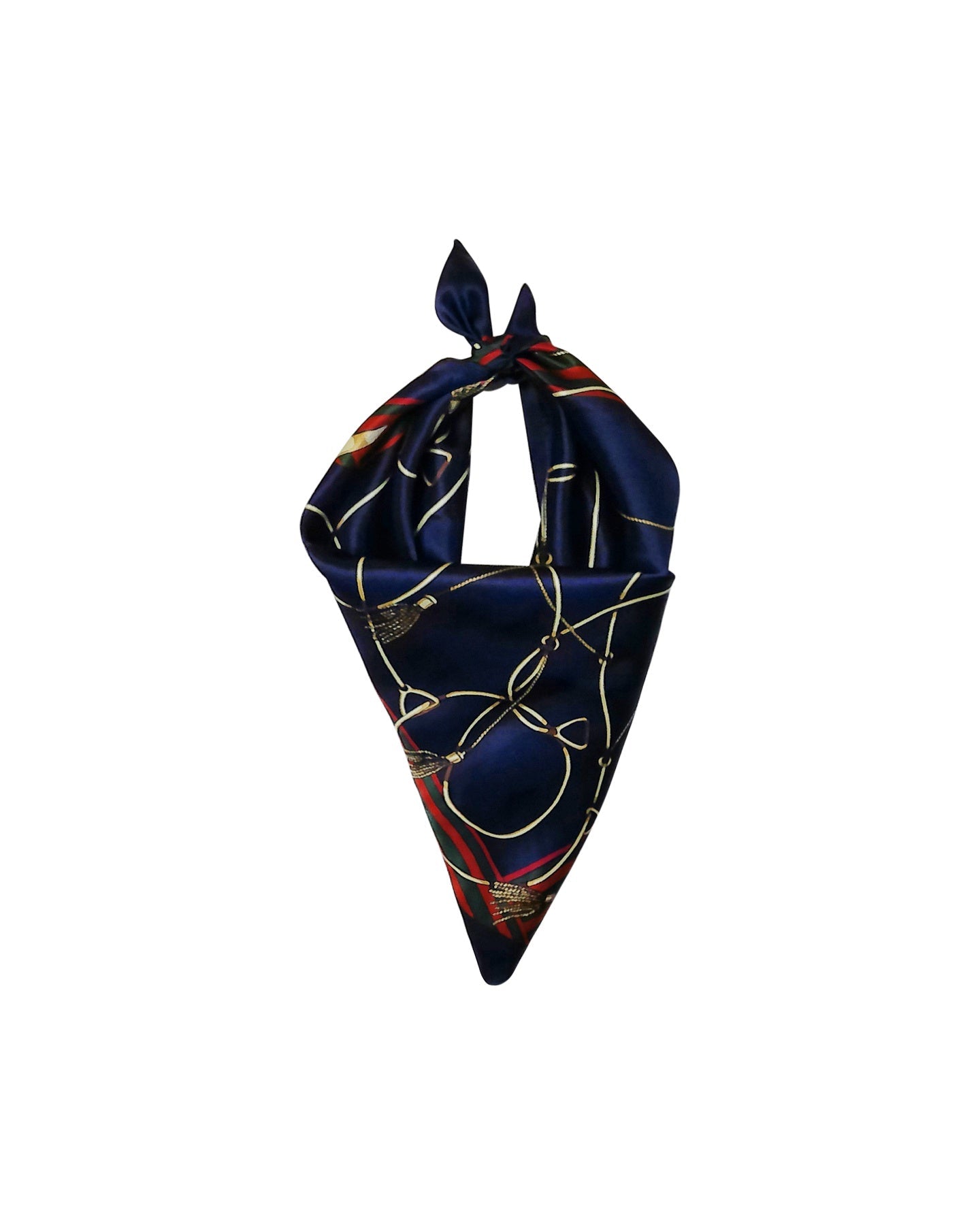 Silk Tassle Print Square Neck Decorative Scarf