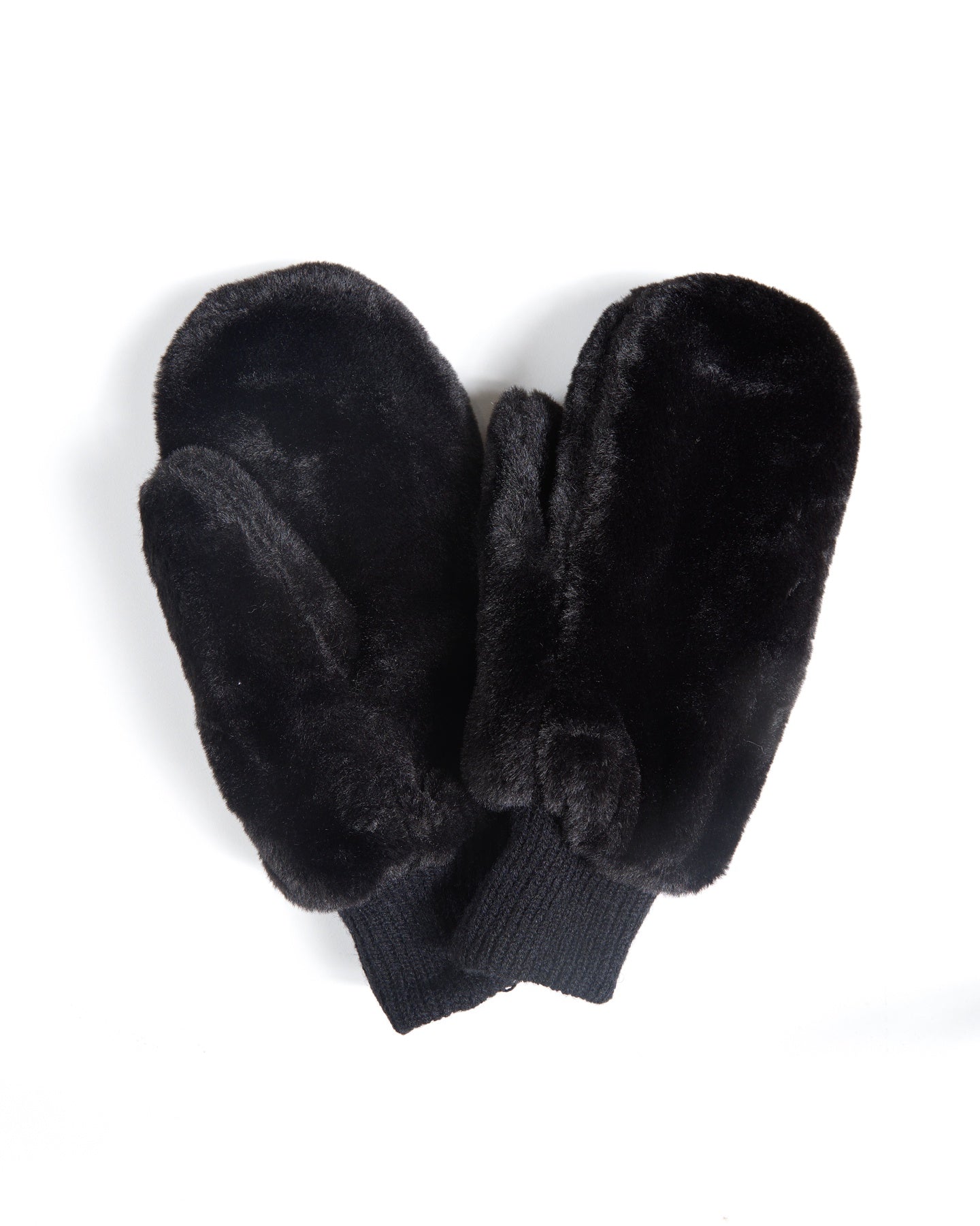 Moufles noires en fausse fourrure