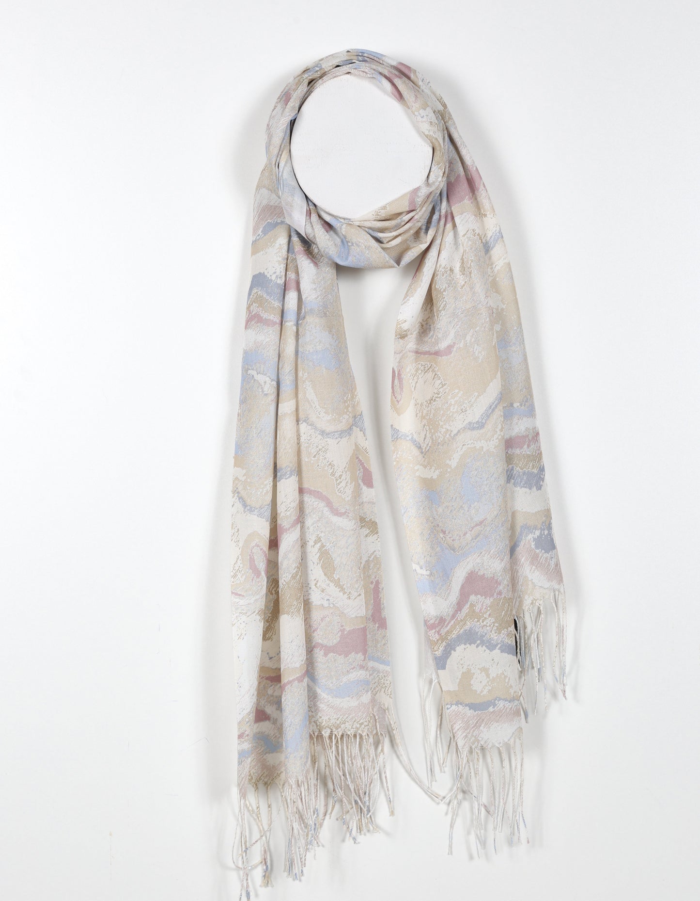 Taupe Pastel Swirl Print Scarf