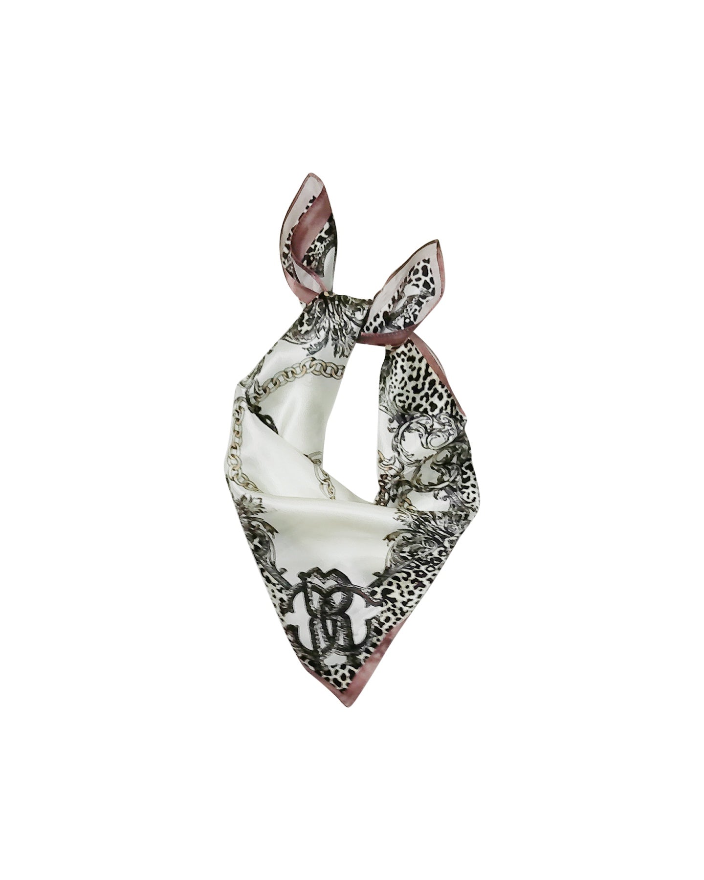 Écharpe en soie décorative à motif léopard baroque et chaînes