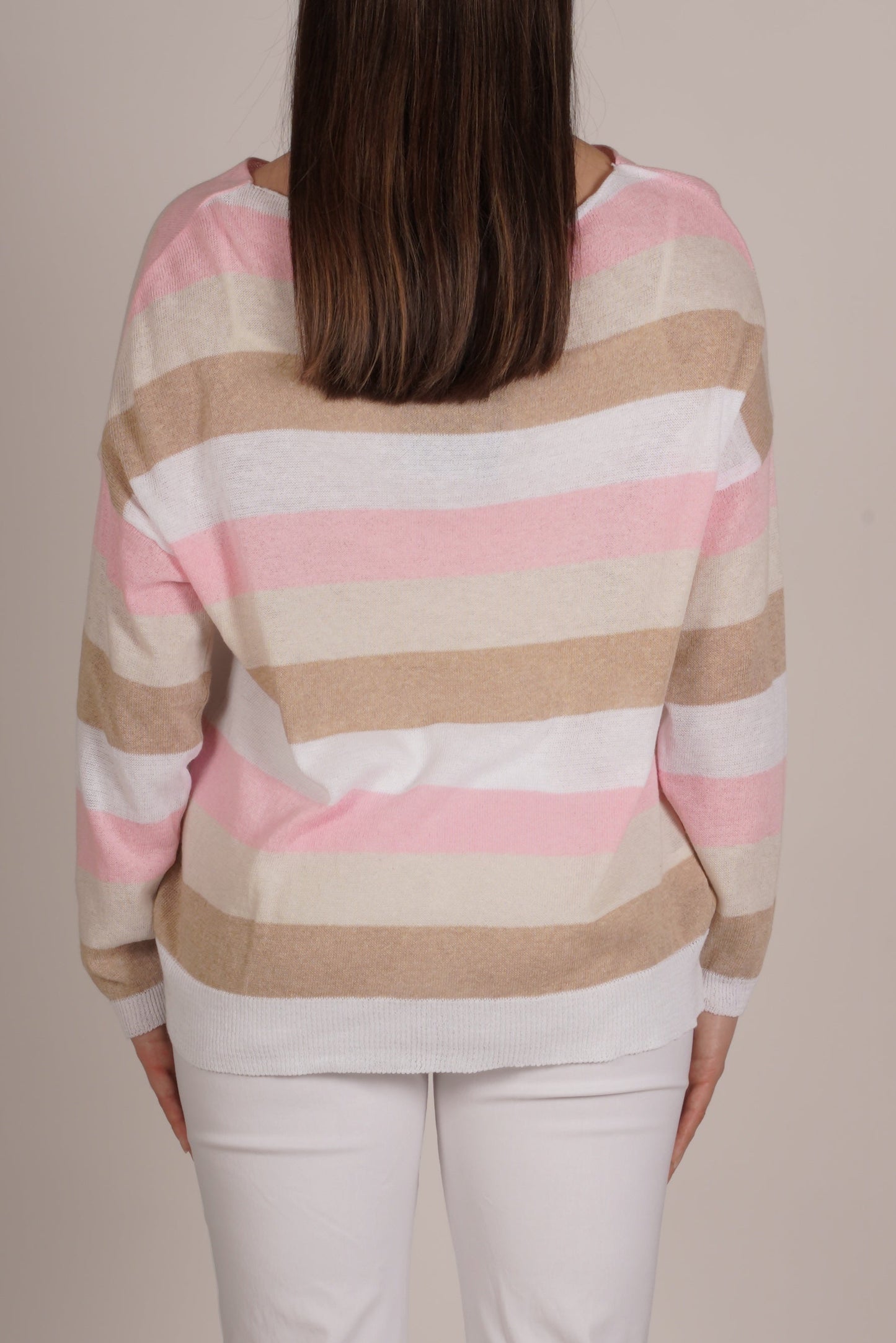 Cherry Striped Knit High Neck Long Sleeve