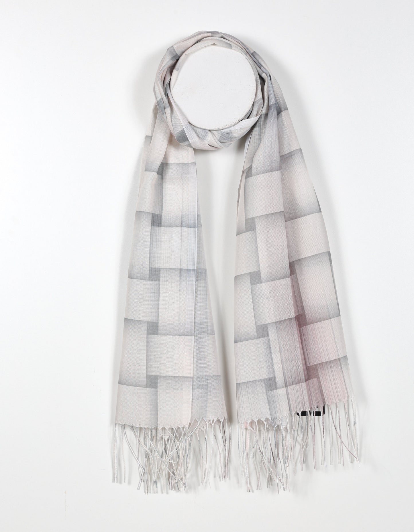 Écharpe beige pastel à motif vannerie
