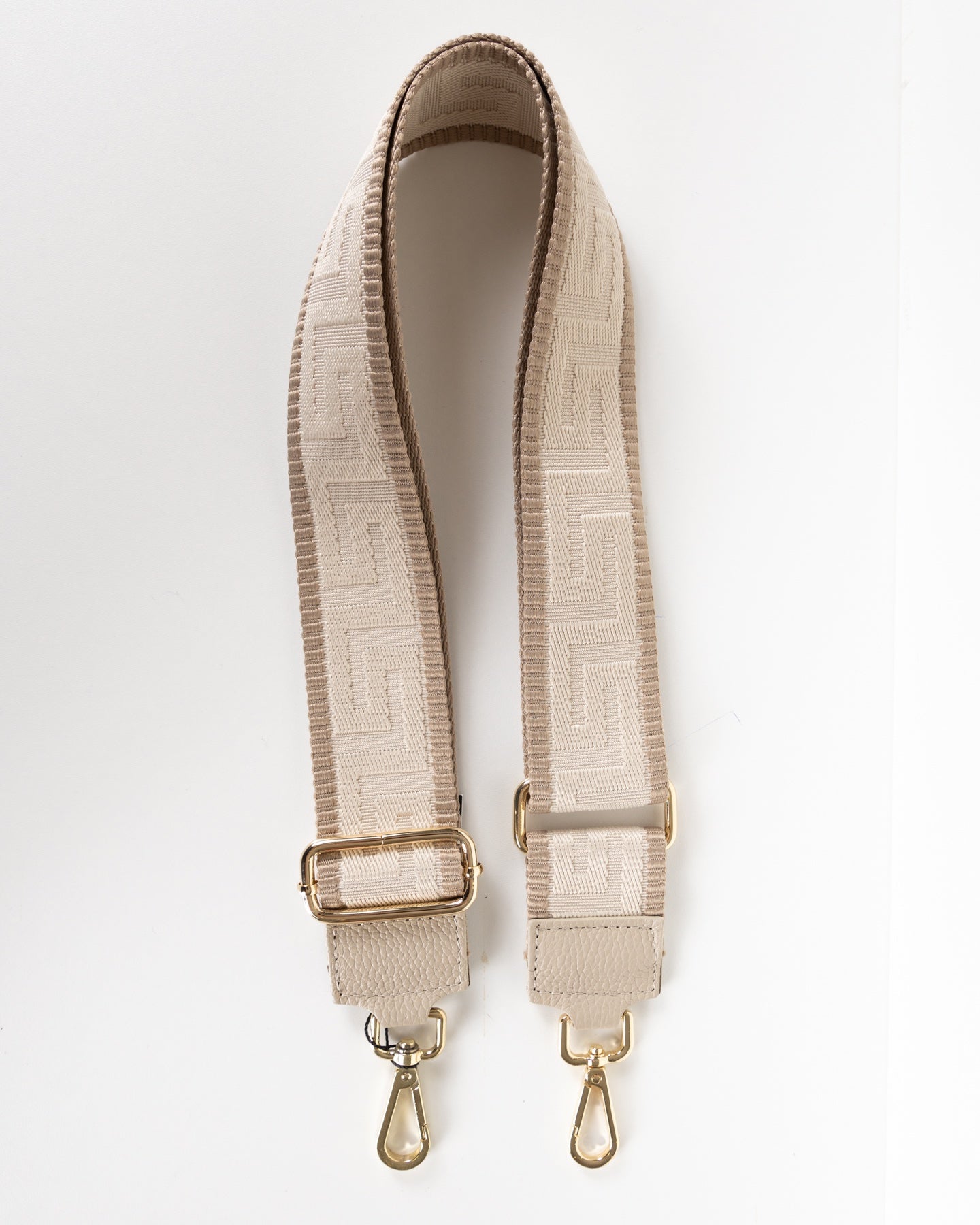 Adjustable Shoulder Bag Strap with Beige Greek Key Design