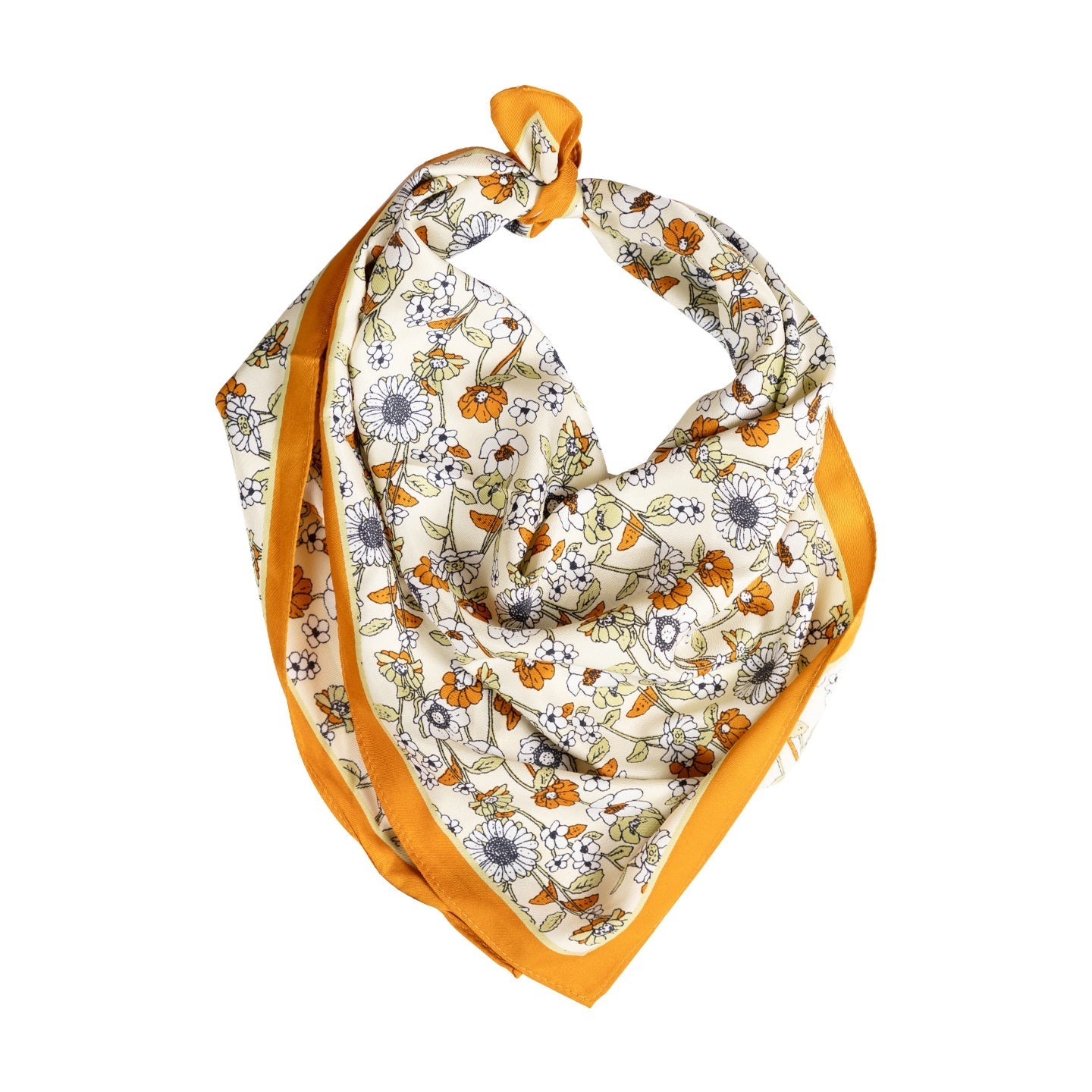 Écharpe carrée décorative à motif marguerites