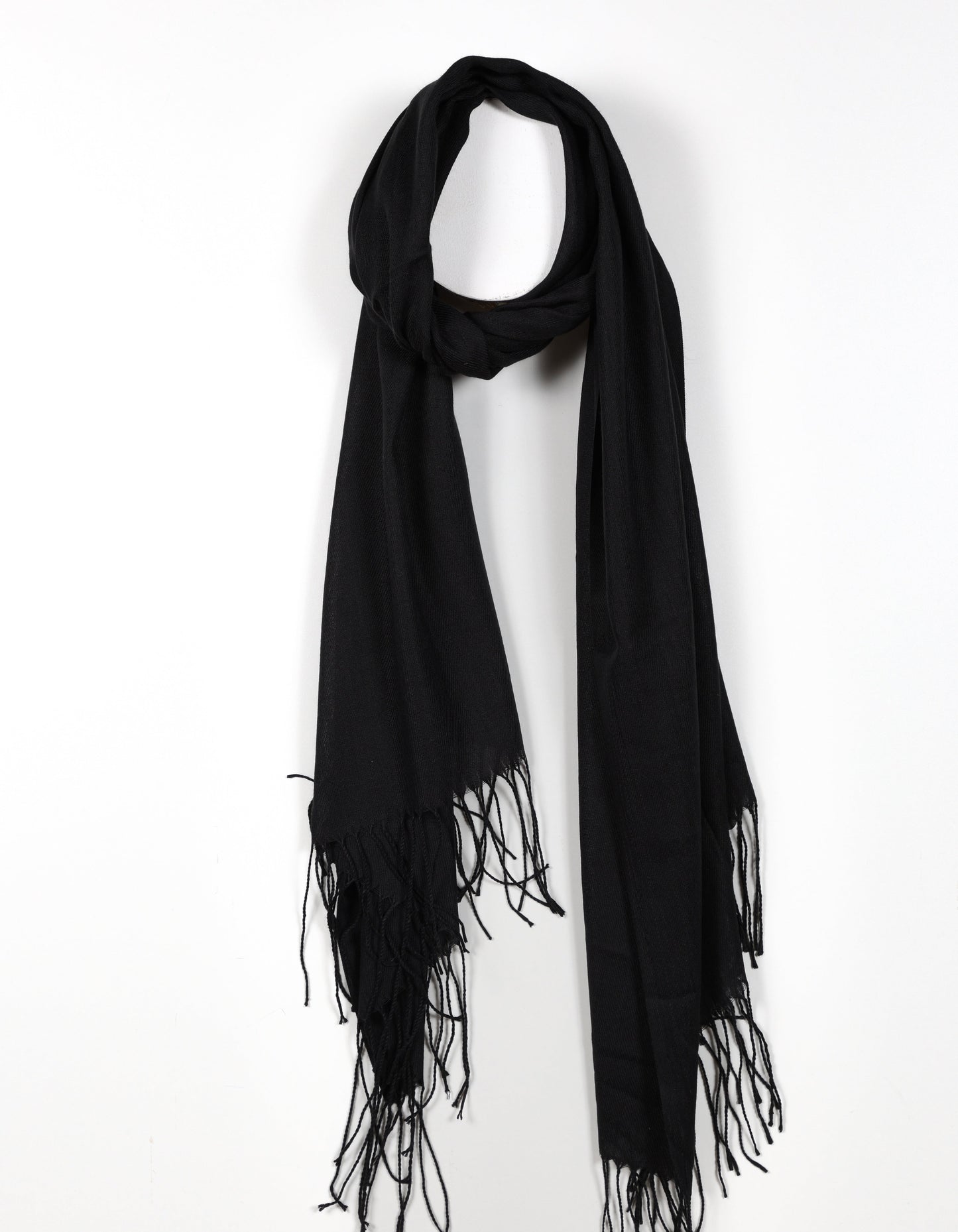 Lightweight Black Fringe Scarf
