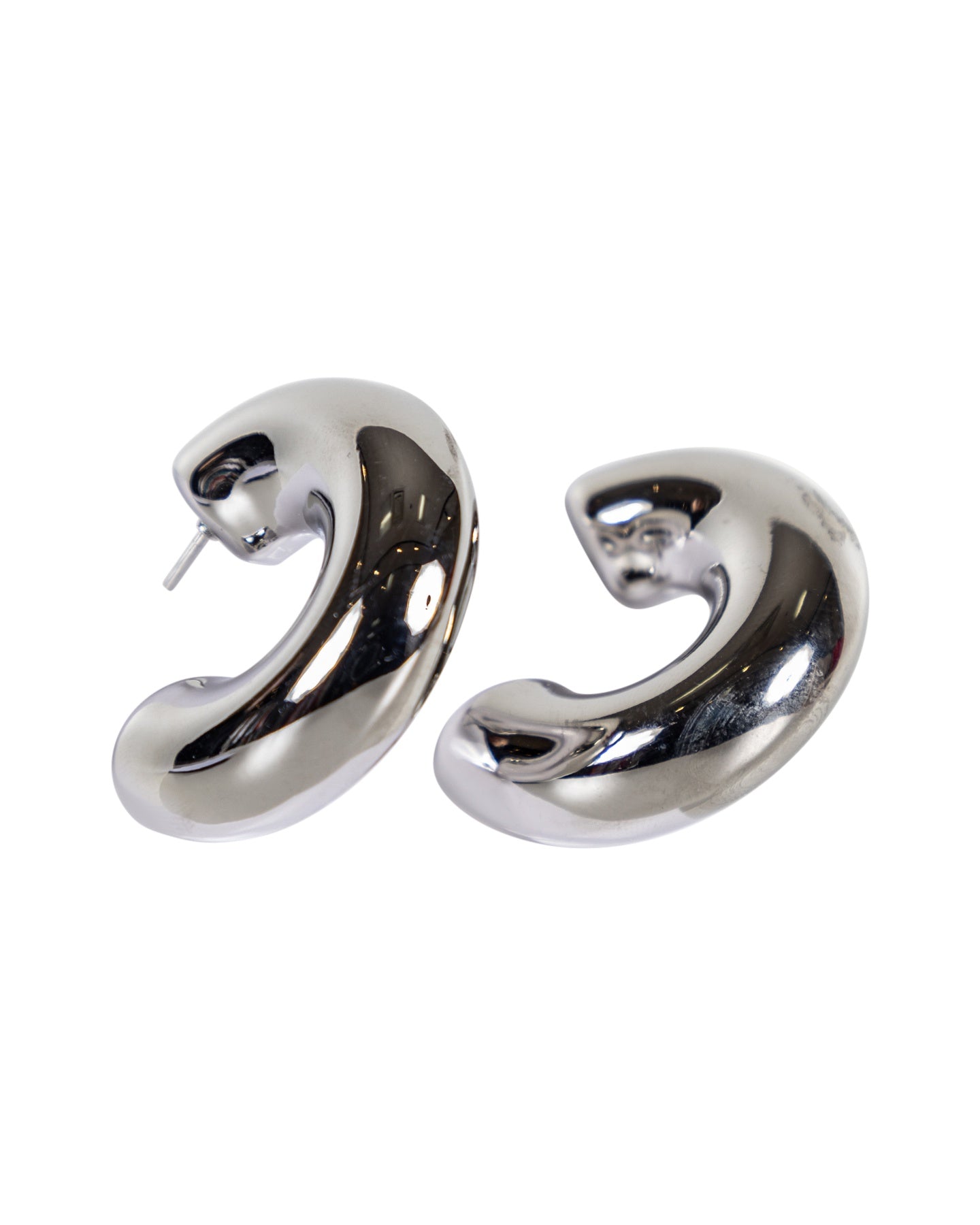 Boucles d'oreilles créoles argentées épaisses