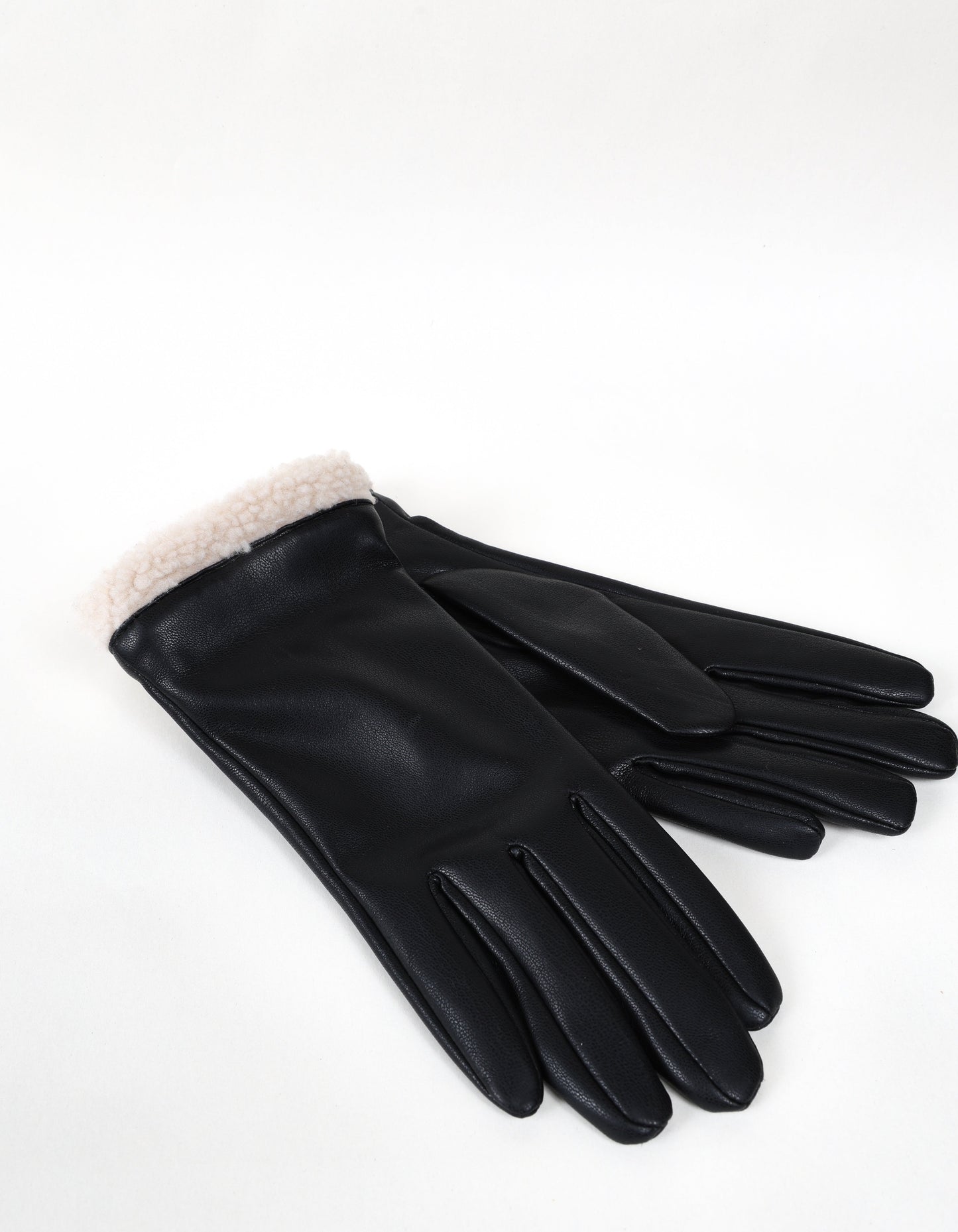 Black Gloves with Taupe Sherpa Cuffs
