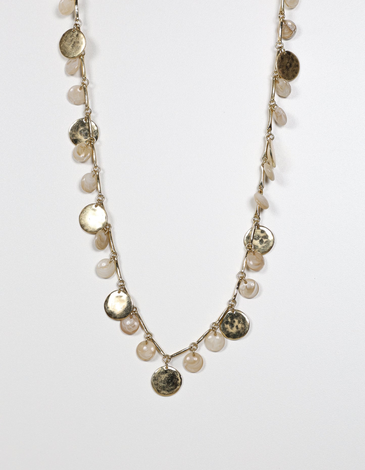 Gold Chain Necklace with Mixed Coin Pendants