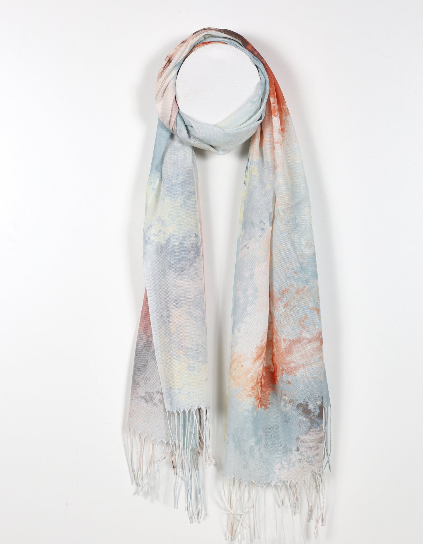 Abstract Textured Print Scarf in Orange