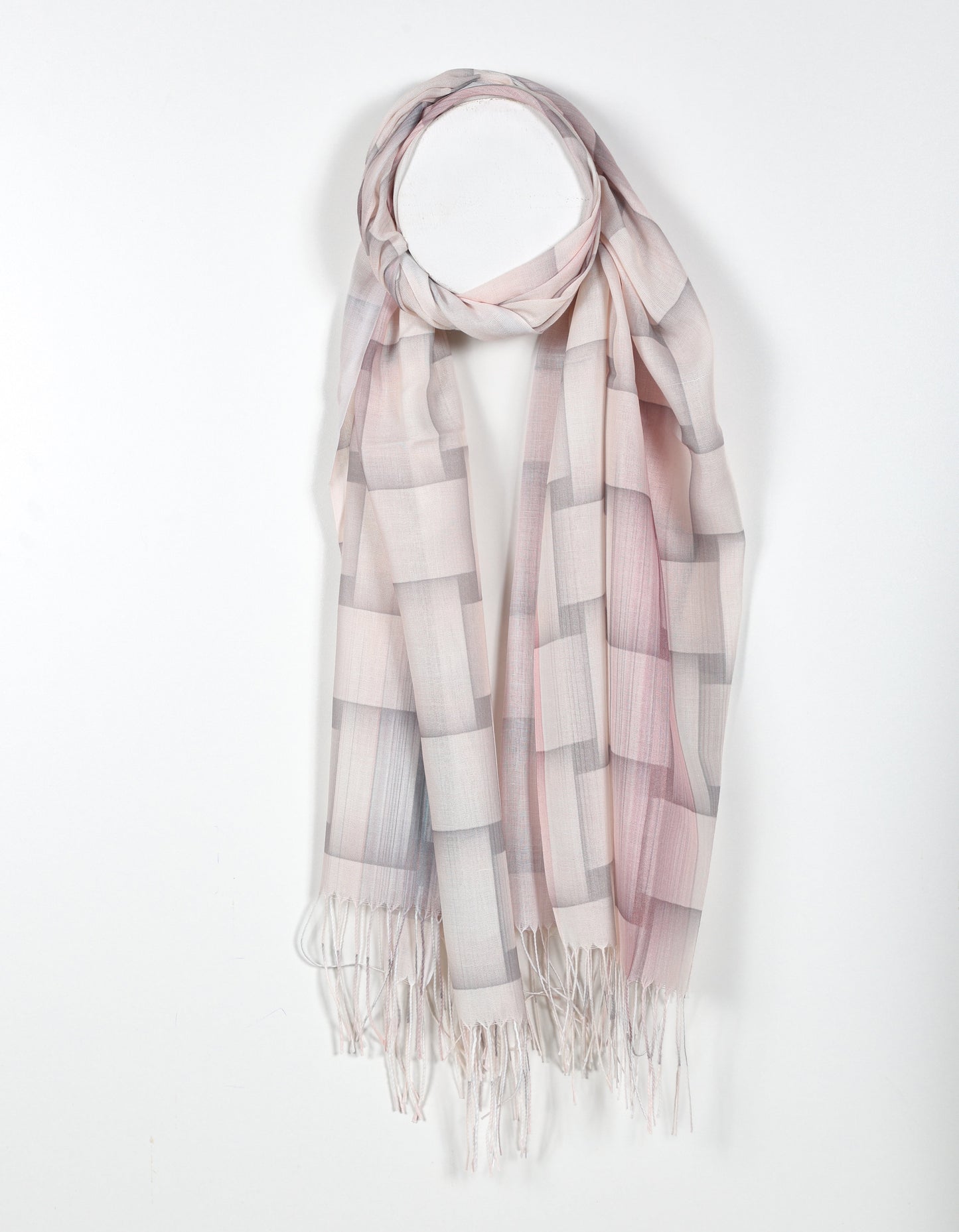 Écharpe rose pastel à motif vannerie