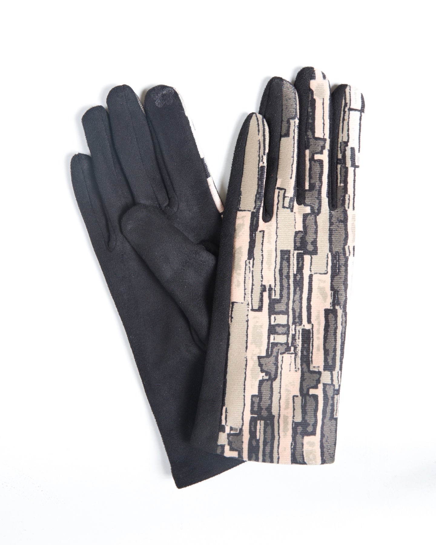 Black Gloves with Striking Geometric Pattern for Modern Flair