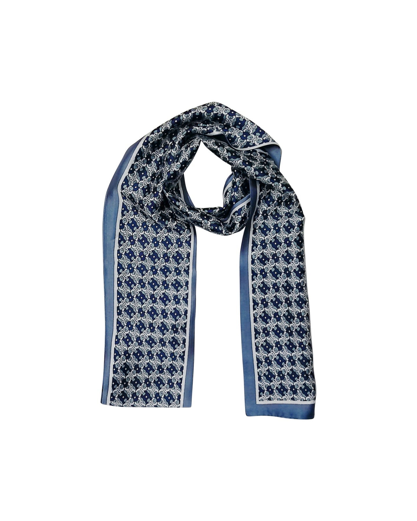 Écharpe étroite décorative à maillons bleus