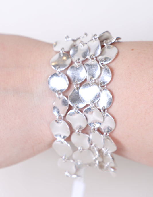 Bracelet à maillons texturés en écailles de poisson argenté