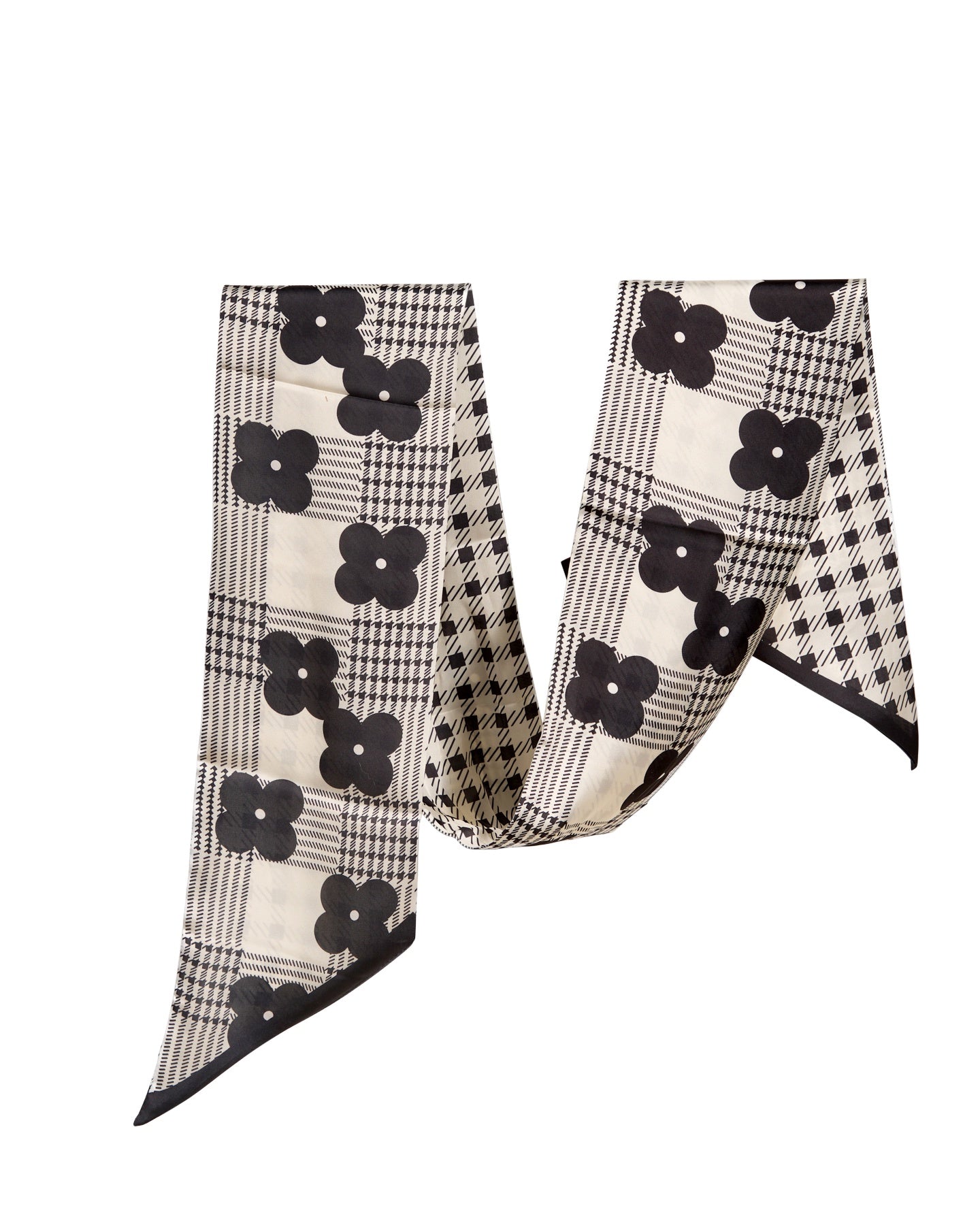 Écharpe Décorative En Soie À Nouer En Noir Classique Avec Un Design Élégant Et Minimaliste